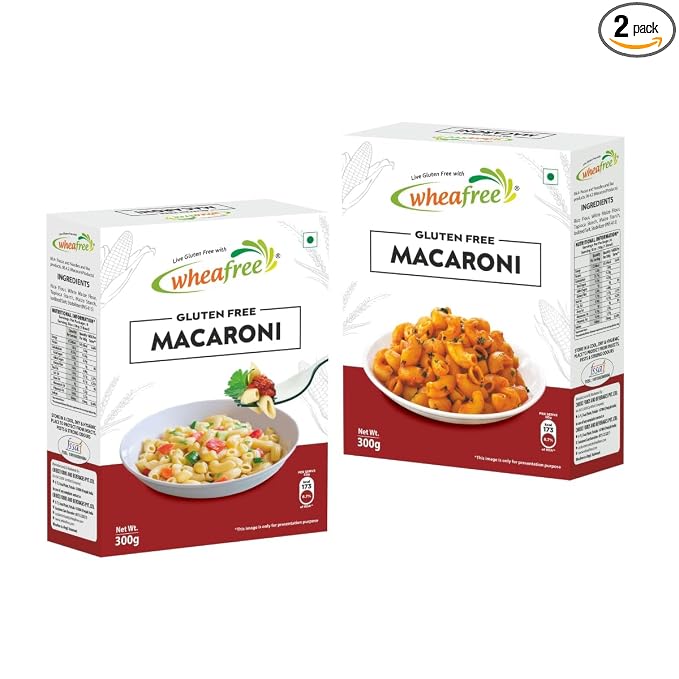 Wheafree Gluten Free Macaroni (Pack of 2 x 300g each) | No Maida | No Trans Fat | No Cholesterol | Lactose Free | No MSG | Quick and Easy to Cook | Easy to Digest