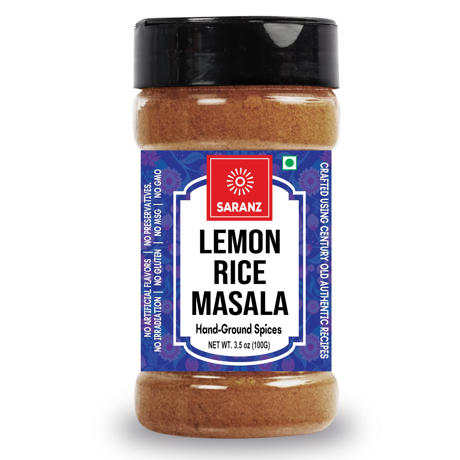 SARANZ Lemon Rice Masala | 100% Natural Indian Spice | Sprinkle on Lemon rice dishes | Flavorful Blend mix | Fresh & Aromatic Spices (100 Grams Sprinkler Bottle)