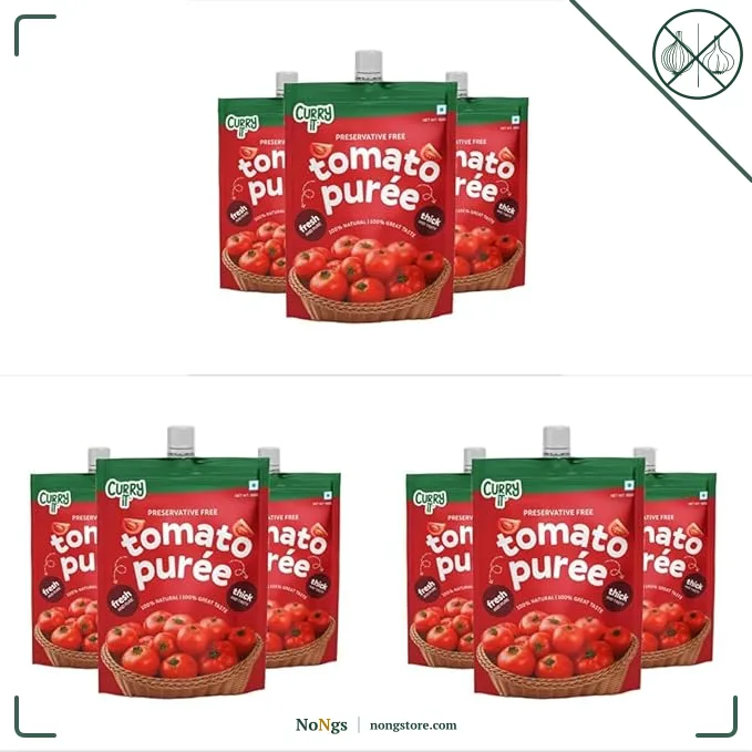 CURRYiT Tomato Puree | Made With 100% Fresh Hand Picked Tomatoes | No onion & Garlic | Tomato Paste For Cooking Pasta & Curries | No Added Preservatives or Colors | Pure & Natural (100g x 3) 300g