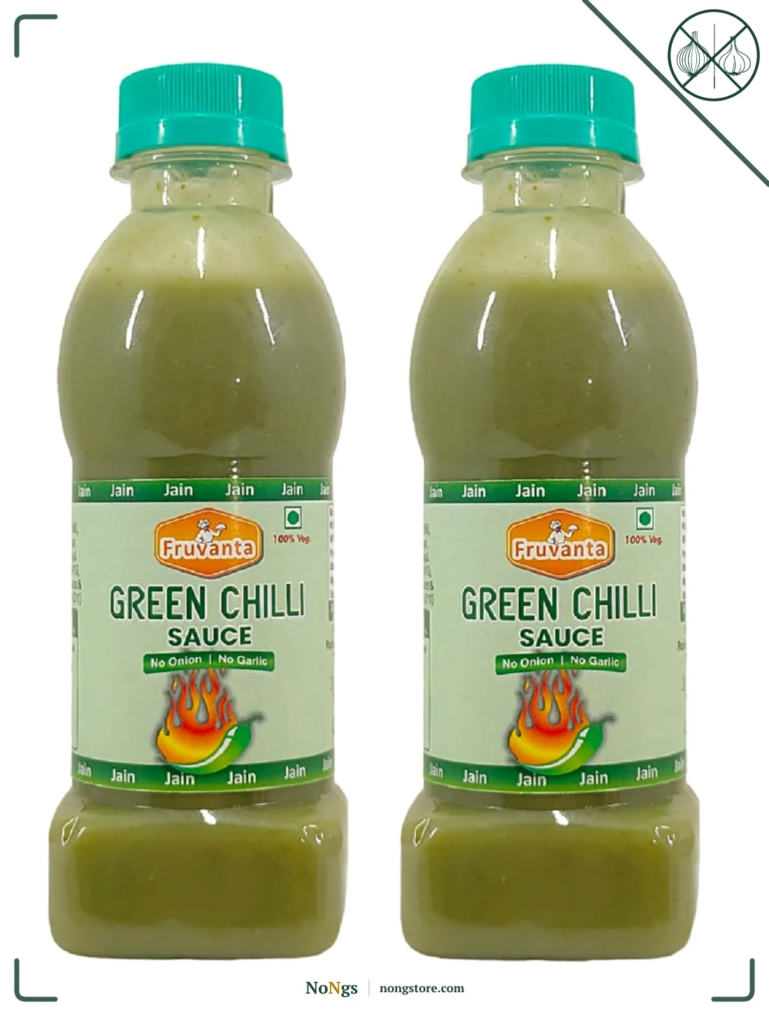 Fruvanta Jain Combo Without Onion/garlic/Potato Green chilli Sauce (200gm) (Pack of 2)
