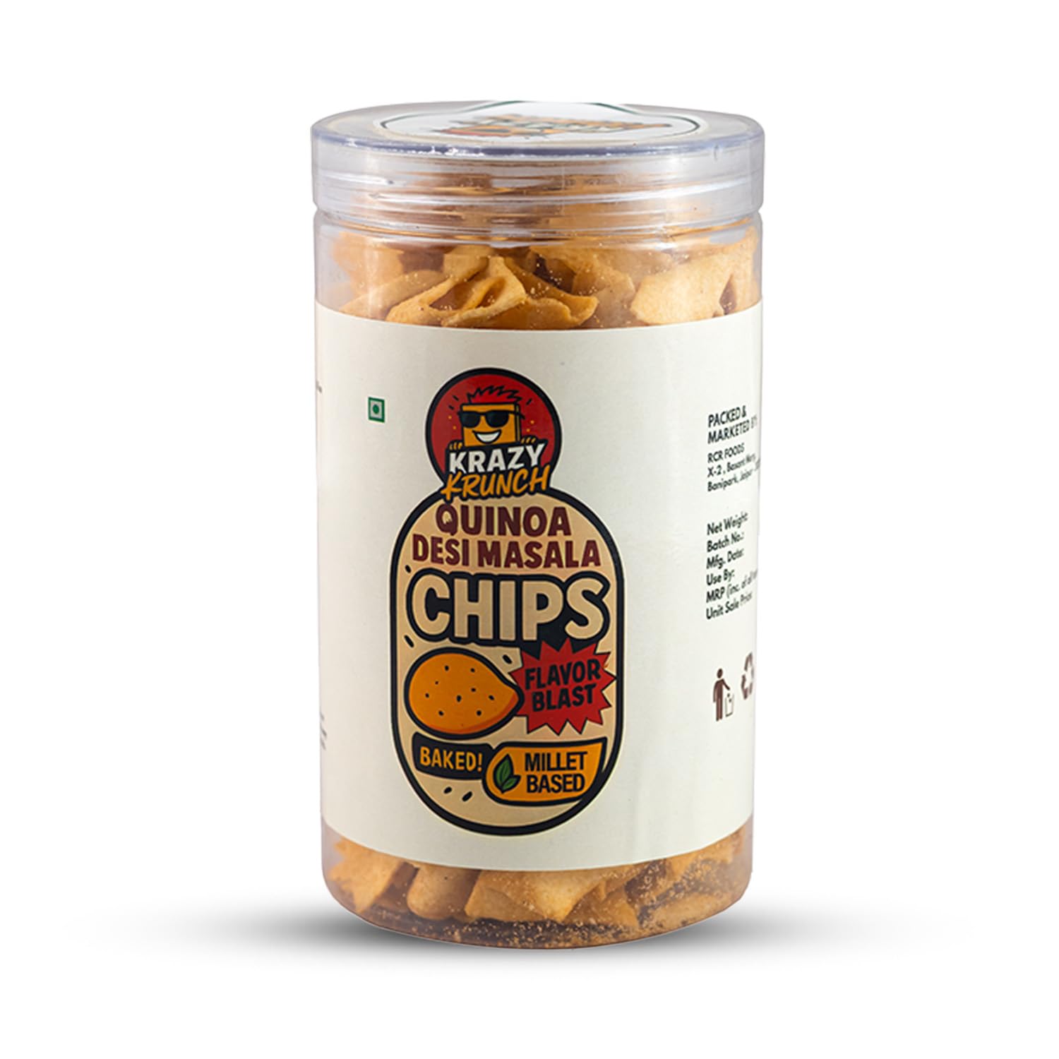 Krazy Krunch Quinoa Desi Masala Chips 140 gm| Crunchy Quinoa-Based Snack with Authentic Indian Masala Flavour | Healthy Chips