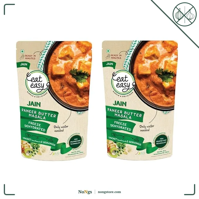 Eat Easy Ready To Eat Jain Paneer Butter Masala, 80gm of 1 Pack, Instant Food, Indian Meal, Travel Food, No Preservatives, No Added Artificial Colours & Flavours, Just Add Water and Cook (Pack of 2)