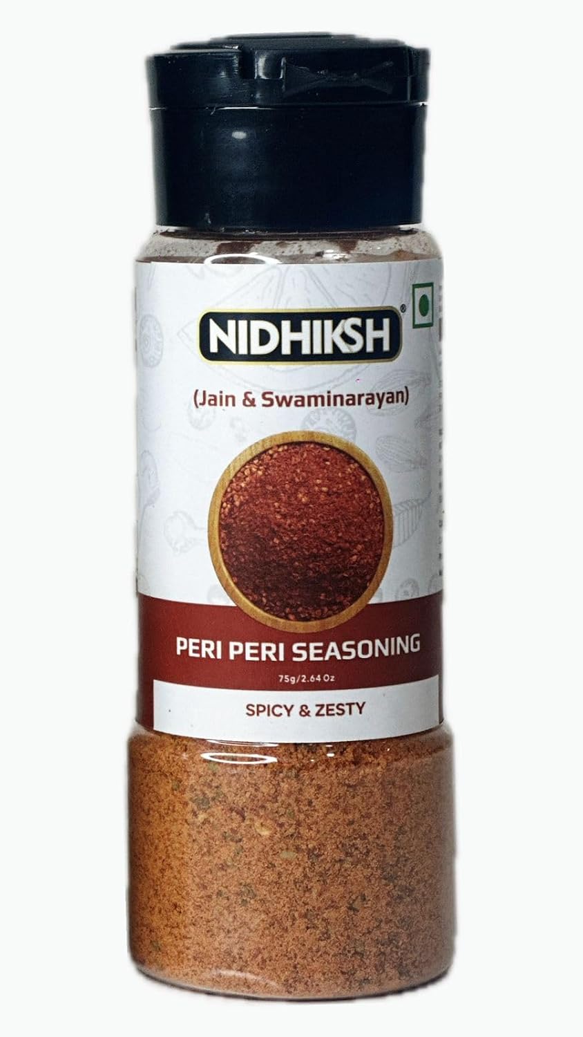 NIDHIKSH PERI PERI SEASONING (NO ONION NO GARLIC) | JAIN Peri Peri Exotic Spices Mix 75 Gm | Perfect for Pop Corn, Pasta, Fries Seasoning …