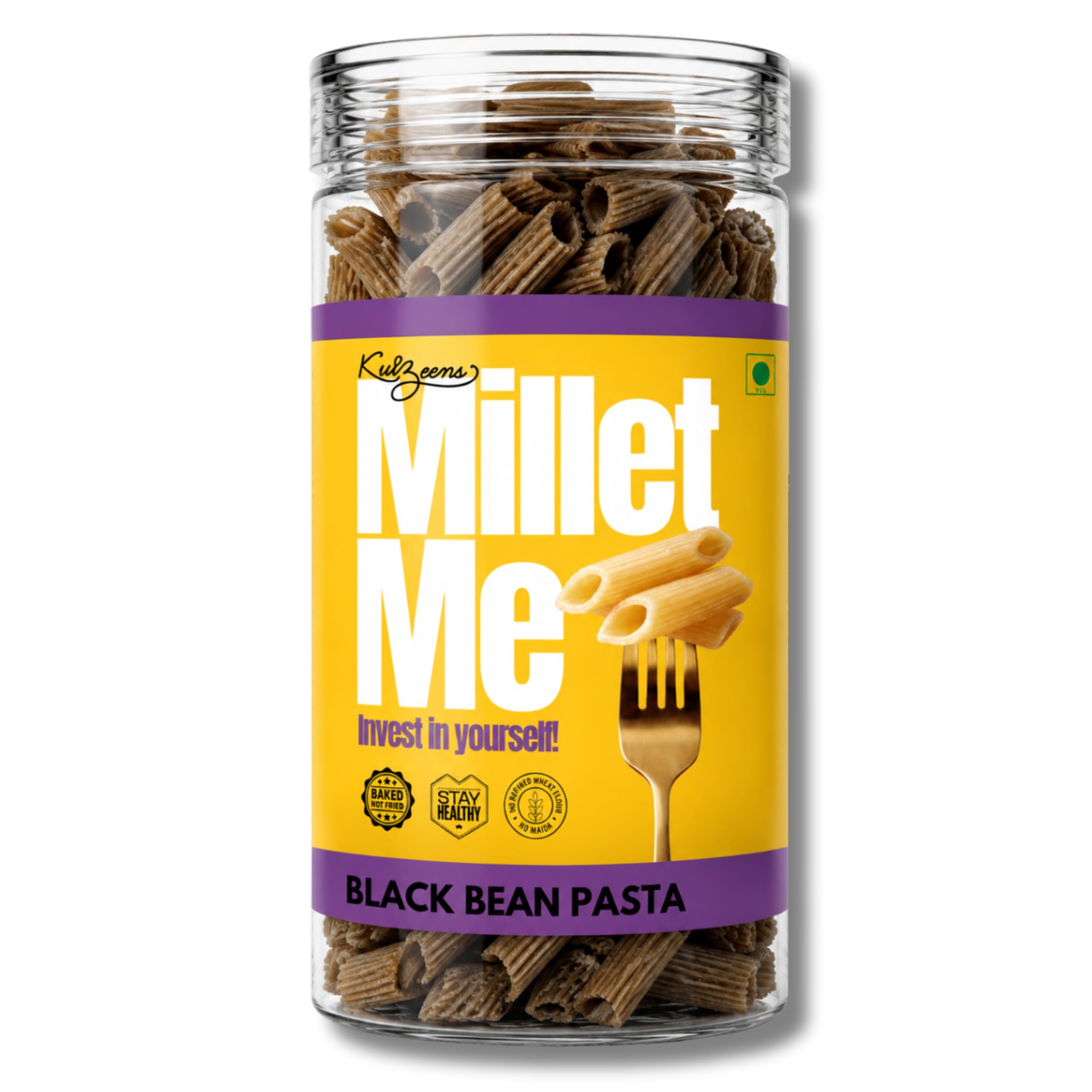 Millet Me by Kuizeens Black Bean Pasta - 230g, Pack of 1 | Gluten-Free & High-Protein | Rich in Nutrients | Easy-to-Make | No MSG | Preservative Free | Jain | No Onion & Garlic