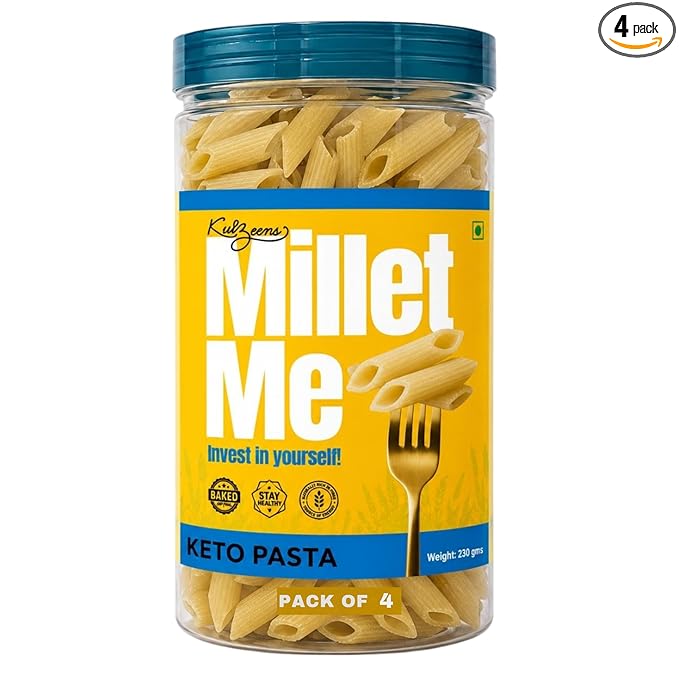 Millet Me by Kuizeens Keto Pasta - 230g (Pack of 4) | Ultra Low Carb & High Protein penne pasta | Diabetic Friendly & Keto Diet Approved | No Added Sugar, Maida-Free & Gluten Free | No Onion No Garlic | Jain-Friendly | Instant Pasta