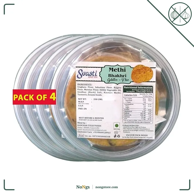 Svasti Dry Methi Bhakhri Snacks - 200 gms (Pack Of 4)| Roasted Healthy Gujarati Snacks | No Maida | No Artificial Colours | No Onion & No Garlic | Vacuum Packed | Gluten Free