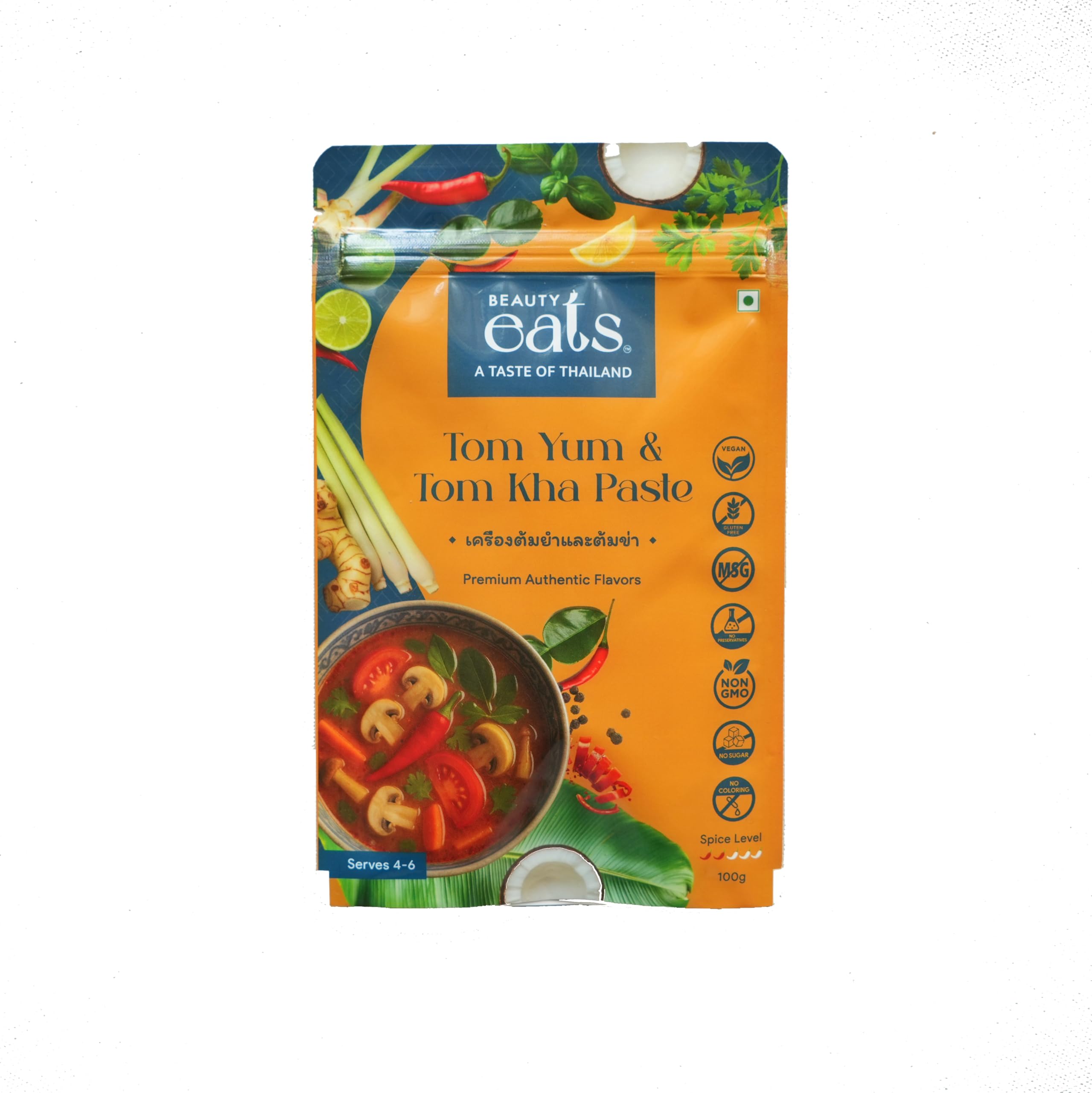 Beauty Eats Tom Yum And Tom Kha Paste Duo| Authentic Thai Soup Bases| Spicy & Creamy| No Onion&Garlic (100Gm)