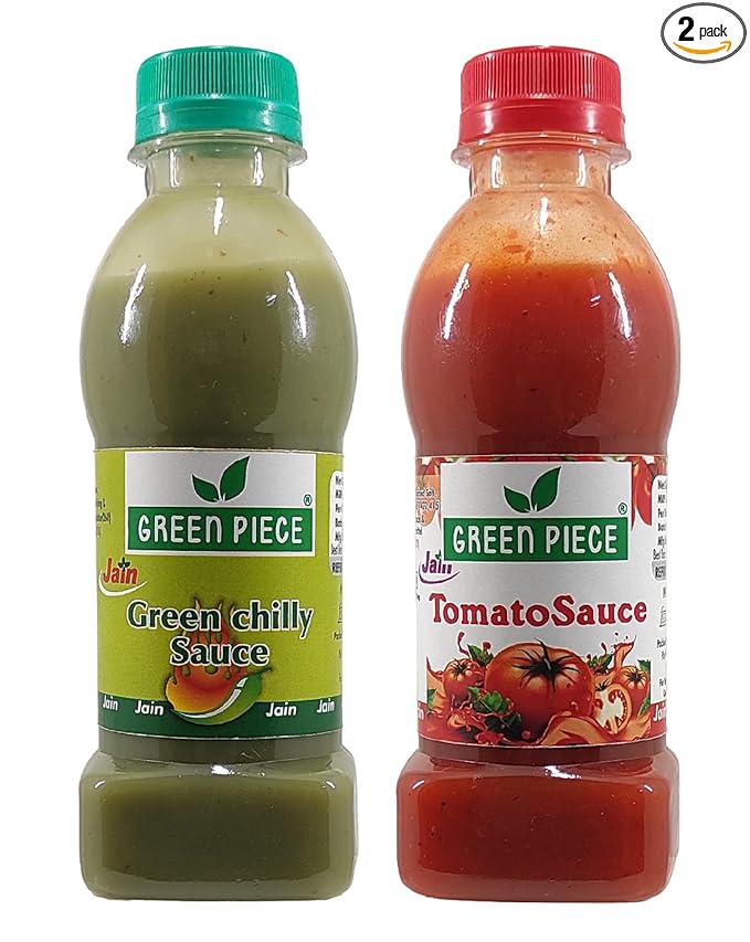 K3 Masala Green Piece Jain Sauce/Catchup Combo Without Onion/Garlic/Potato Tomato Sauce(200Gm)And Green Chilli Sauce(200Gm)(Pack Of 2)Sauce(400 G)