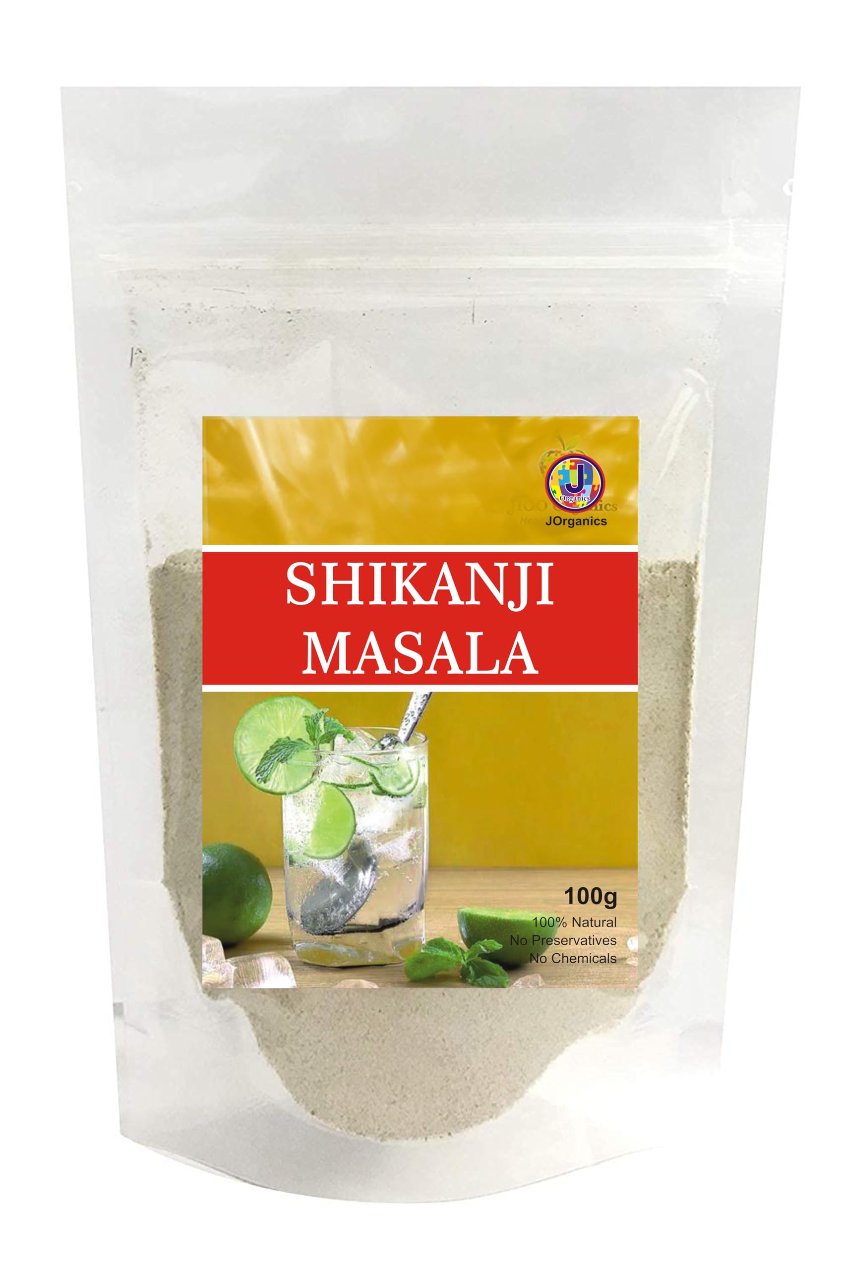 J Organics Khatta Meetha Shikanji Masala - Instant Summer Drink Mix | Natural Spices | Refreshing Taste | Kids' Favorite | Shikangi Powder | 100 grams Pack
