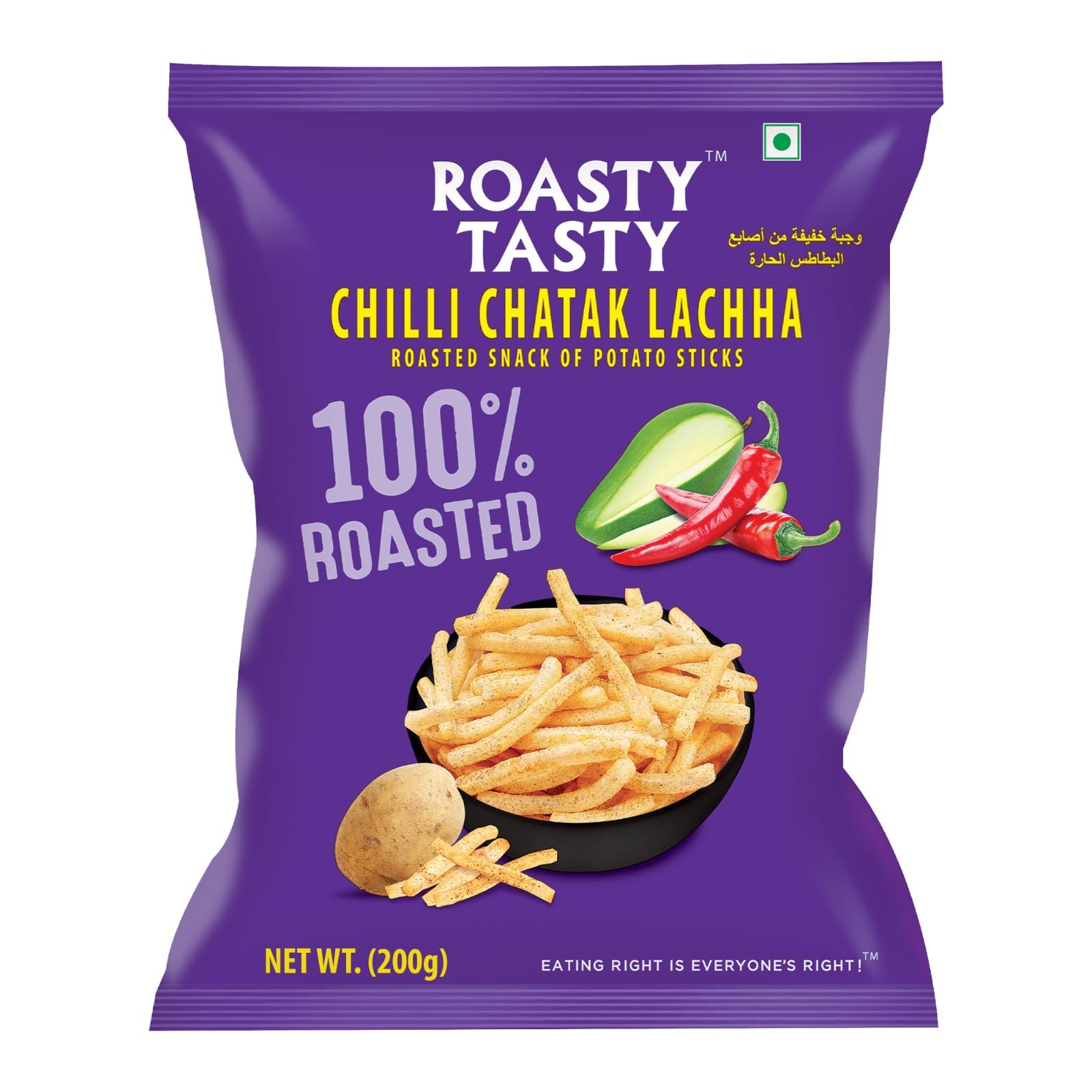 Roasty Tasty Chilli Chatak Lachha | Roasted Potato Sticks | Healthy Snacks | Roasted Namkeen Snack | Guilt Free | Diet Chiwda | Source of Protein | Perfect Snack for All Occasions | Potato Flakes | 200g
