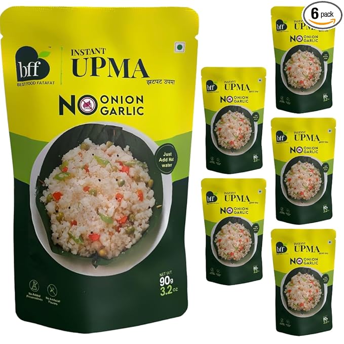 Instant Upma - Pack of 6 (90g Each) | Indian Breakfast Mix | Just Add Water | Made with Semolina & Spices | No Added Preservatives | No Onion, No Garlic