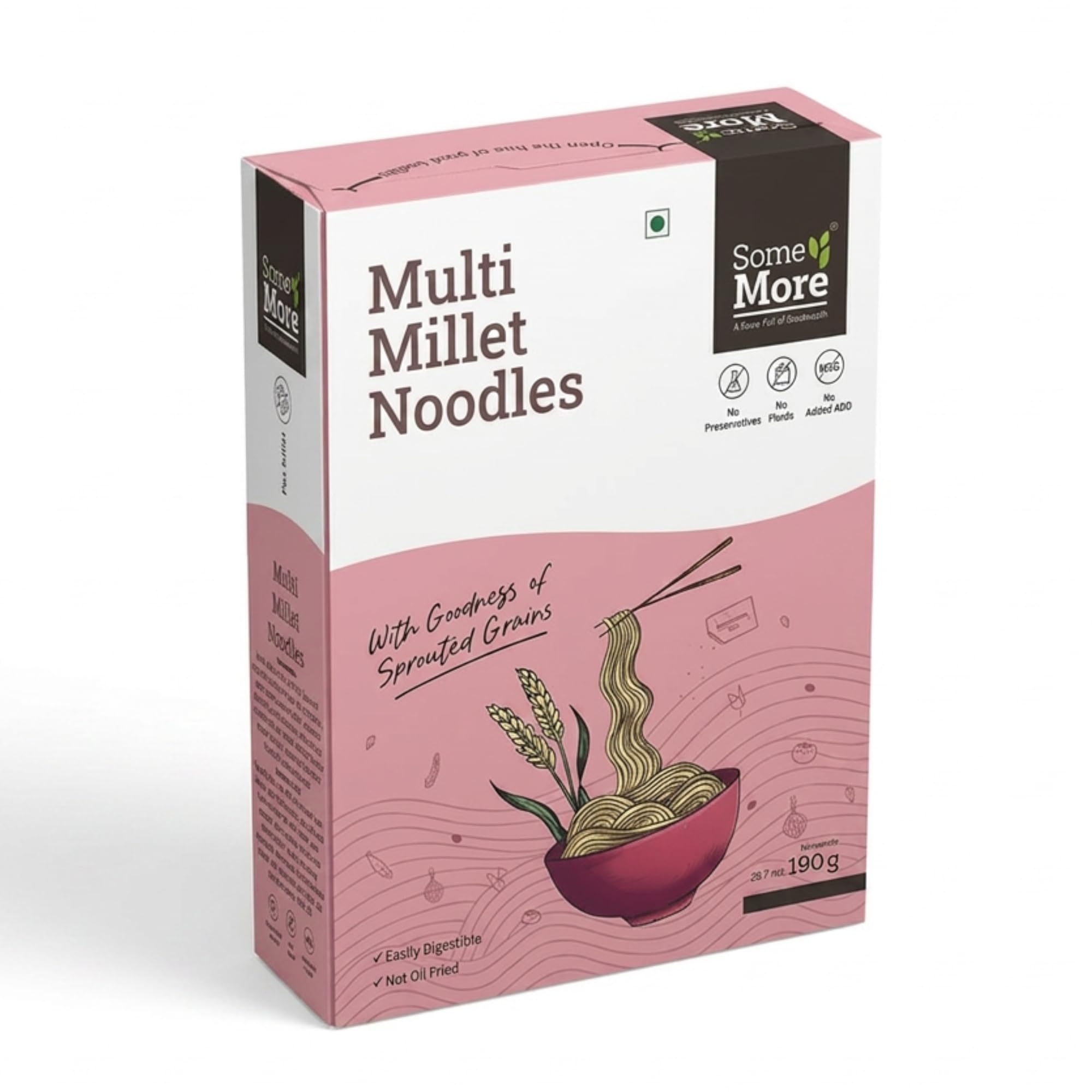 SOME MORE ﻿Hakka Multimillet Noodles 190 g | Instant Millet Noodle Pack | Traditional Hakka Style Grain Food | Healthy Snack | Quick Cook Meal Option | Convenient Kitchen Staple for Home Travel Use