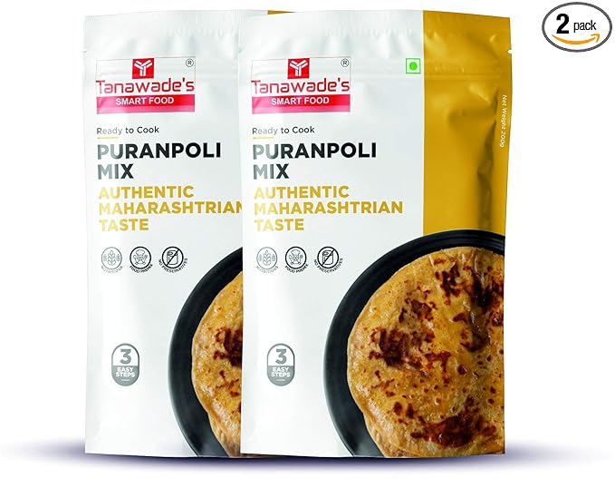 Tanawade’s Smart Food Instant Puranpoli Mix (Pack of 2) – No Preservatives • Ready‑to‑Cook Authentic Sweet Flatbread • Hand‑Picked Flavours • Homestyle Taste