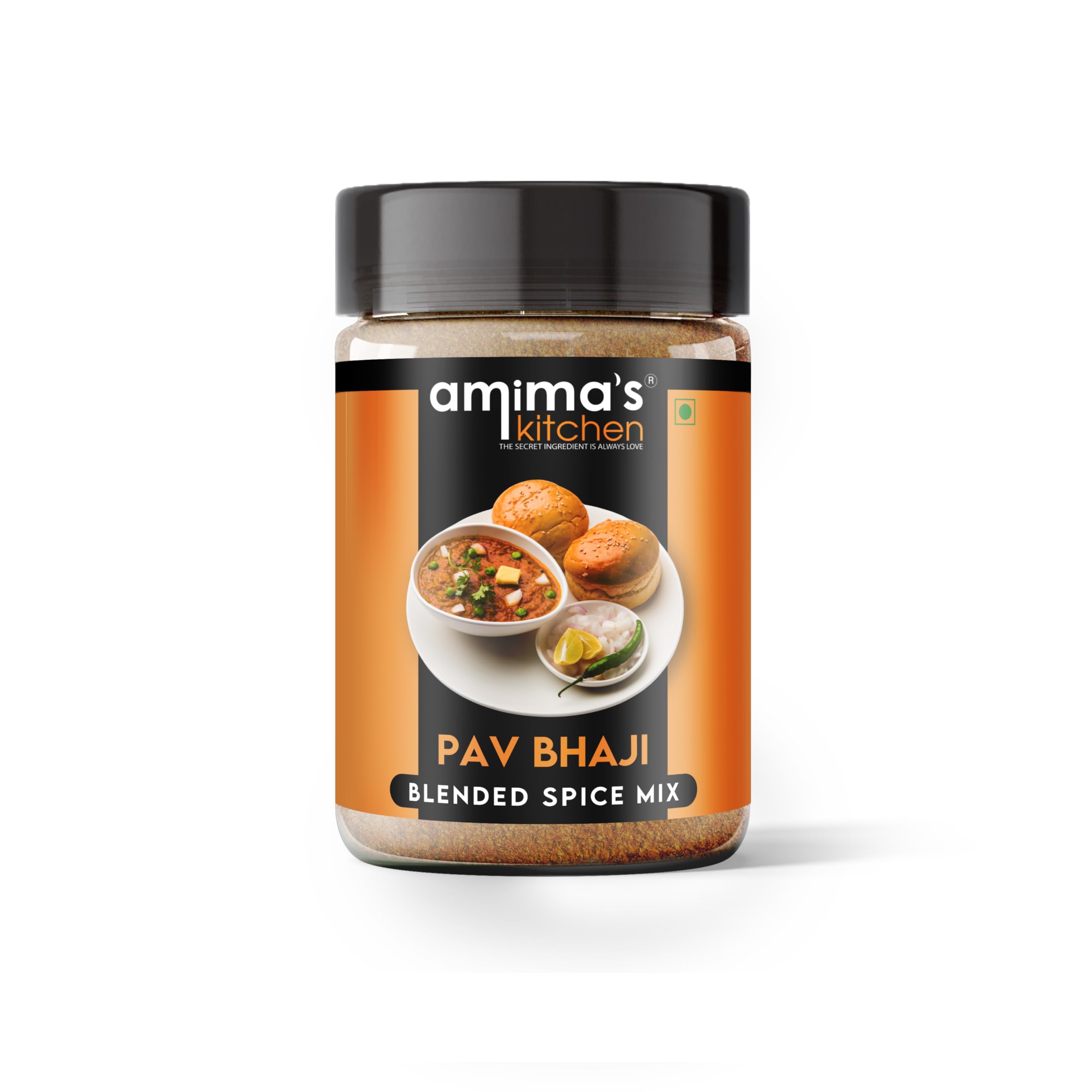 Amima's Kitchen Pav Bhaji Masala Powder (No Onion No Garlic) – 100 Grams | Blended Spice Mix | No Synthetic Flavour & Color | Ready Jain Spice Mix