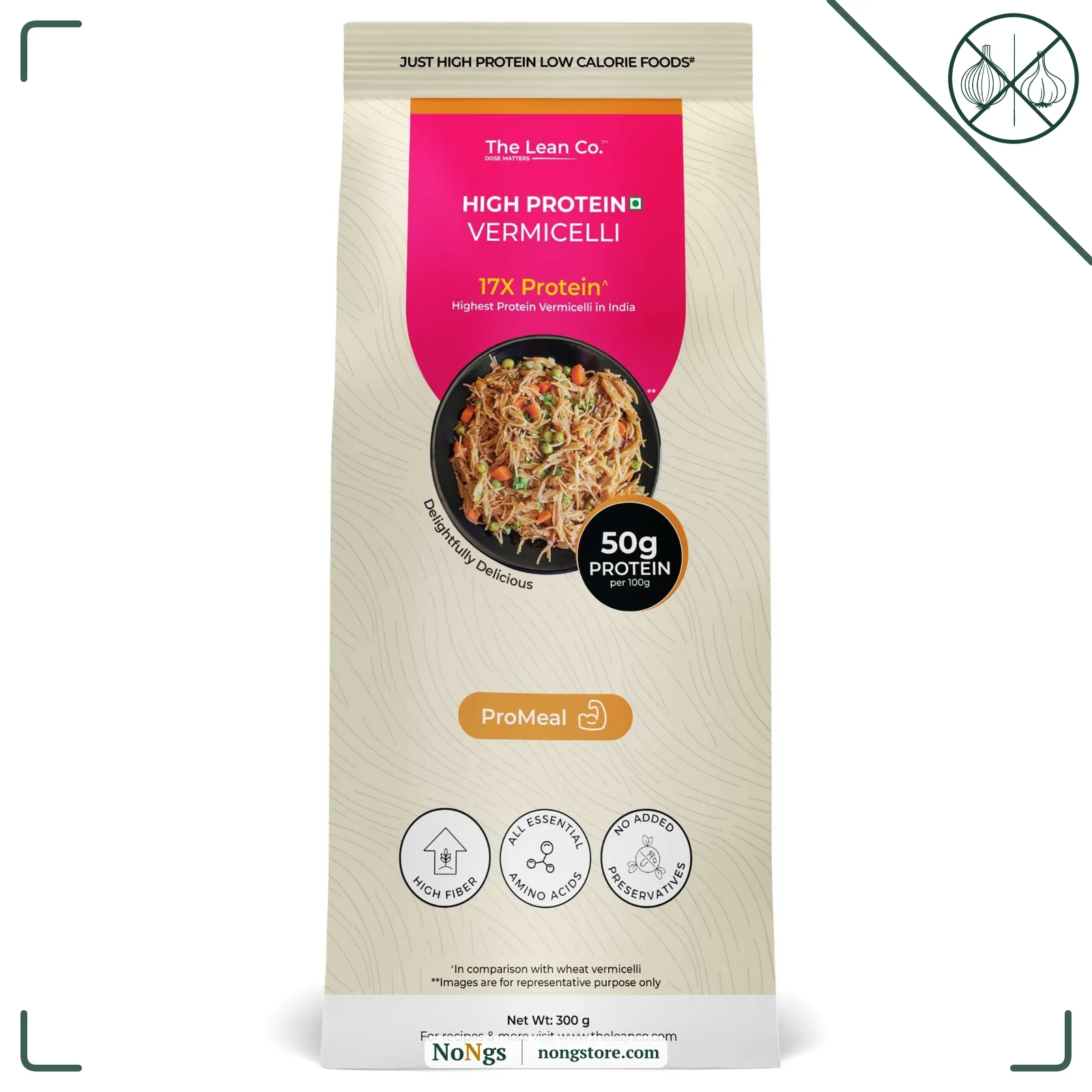The Lean Co.® High Protein Vermicelli 300 g | 50% Protein, 2% Fat | Low Carb | Plant Based Vegan | Multigrain No Maida | Protein Rich(25 gm per serving) | No Preservatives, Additives or Colours