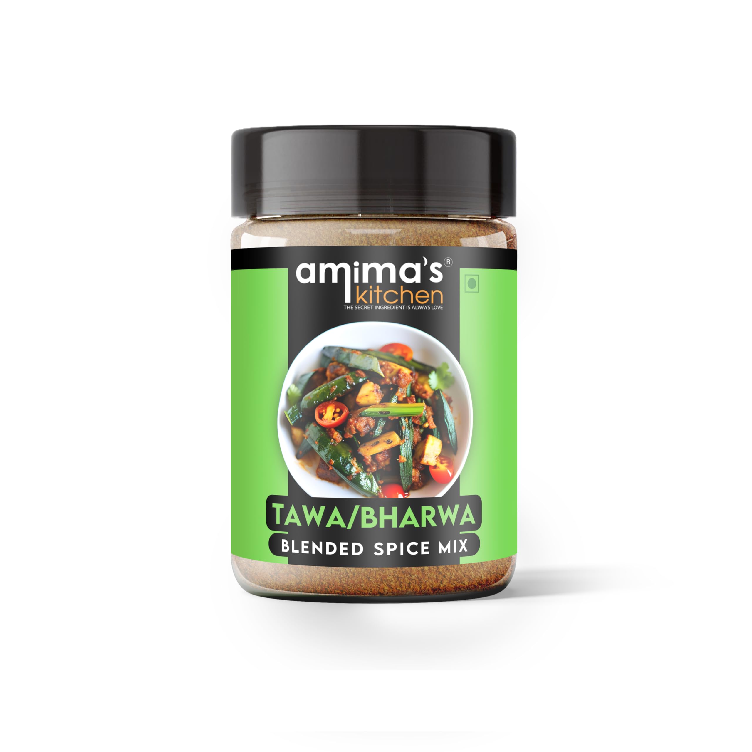 Amima's Kitchen Tawa/Bharva Jain Spice Mix (No Onion No Garlic) – 100 Grams | Blended Spice Mix | For Healthy and Delicious Cooking | No Synthetic Flavour & Color | Ready Masala Powder