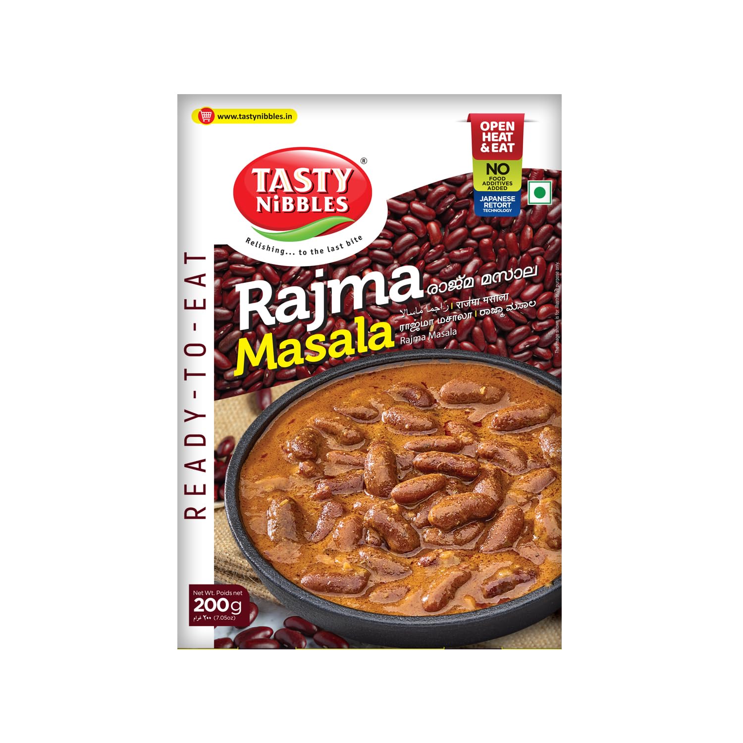 Tasty Nibbles Ready to Eat Rajma Masala 200g | Open Heat & Eat | Vegetarian | No Added Preservatives | Japanese Retort Technology [Pack of 1]