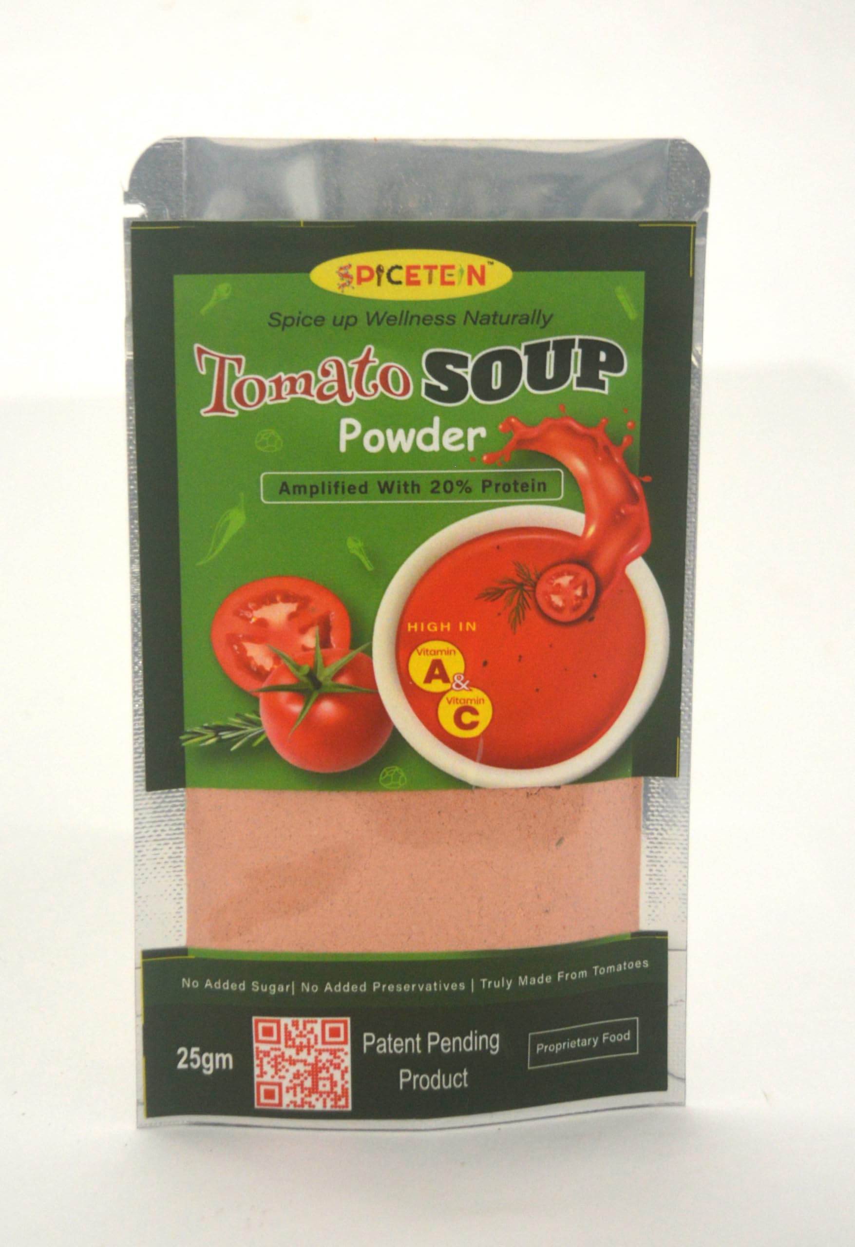 Spicetein Instant Tomato Soup Powder with 20% Protein| No Added Sugar, No Onion No Garlic| No Preservatives (50gm, Tomato)