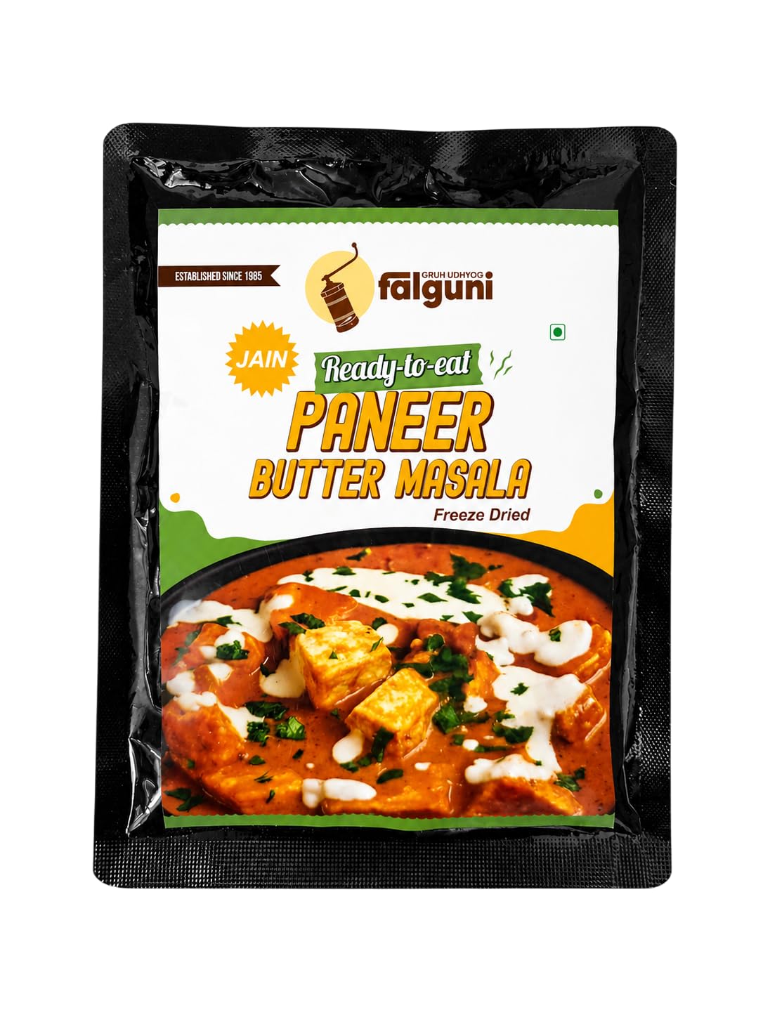 Falguni Gruh Udhyog (FGU) Jain Paneer Butter Masala Ready To Eat 90G | Paneer in Tomato Based Gravy | Heat & Eat Meal | Suitable with Roti, Naan, Paratha, Jeera Rice & Pulao