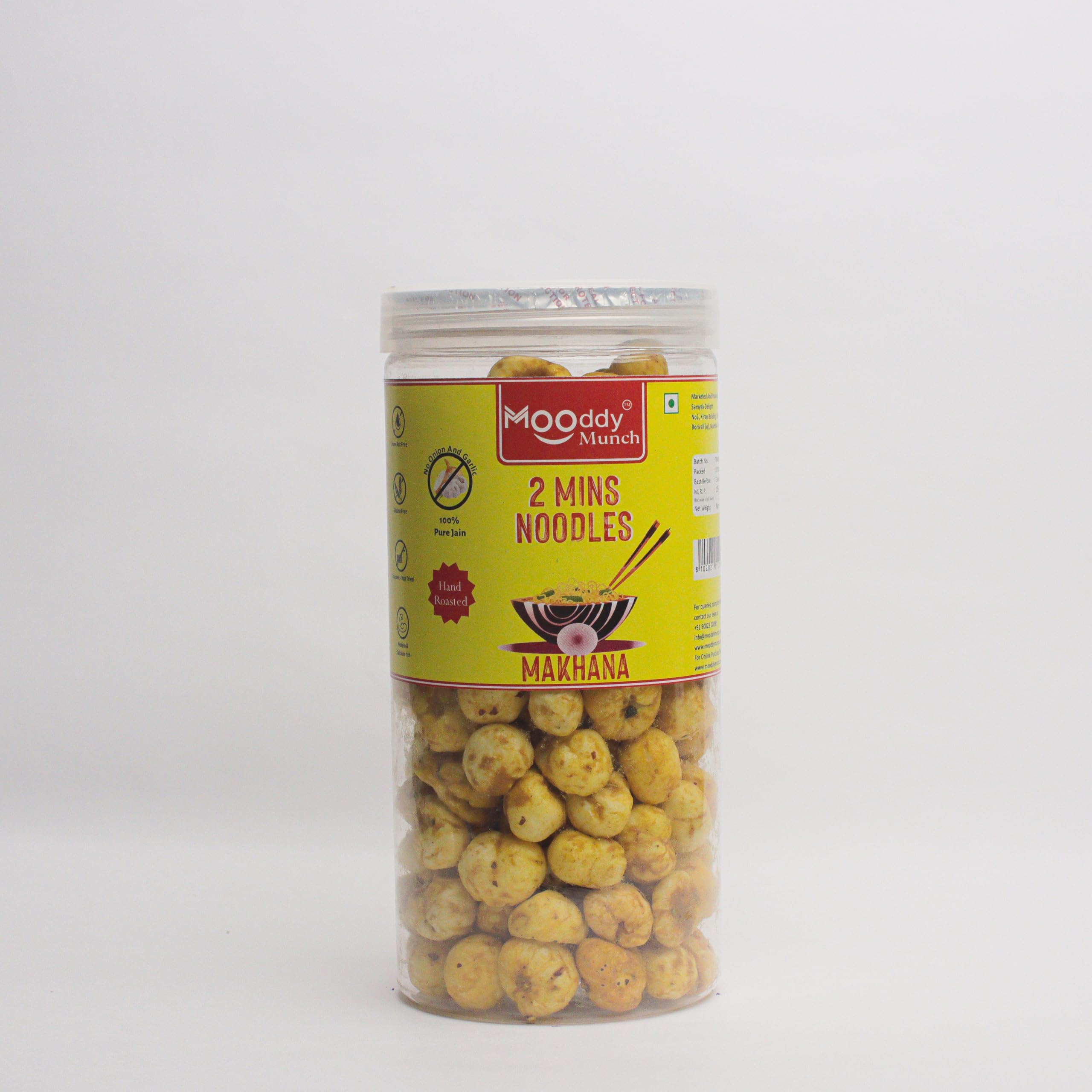 Mooddy Munch 2Mins Noodles Jain Flavour & Roasted Makhana (70gm) Indian Snack, Jain Variety, No Onion No Garlic