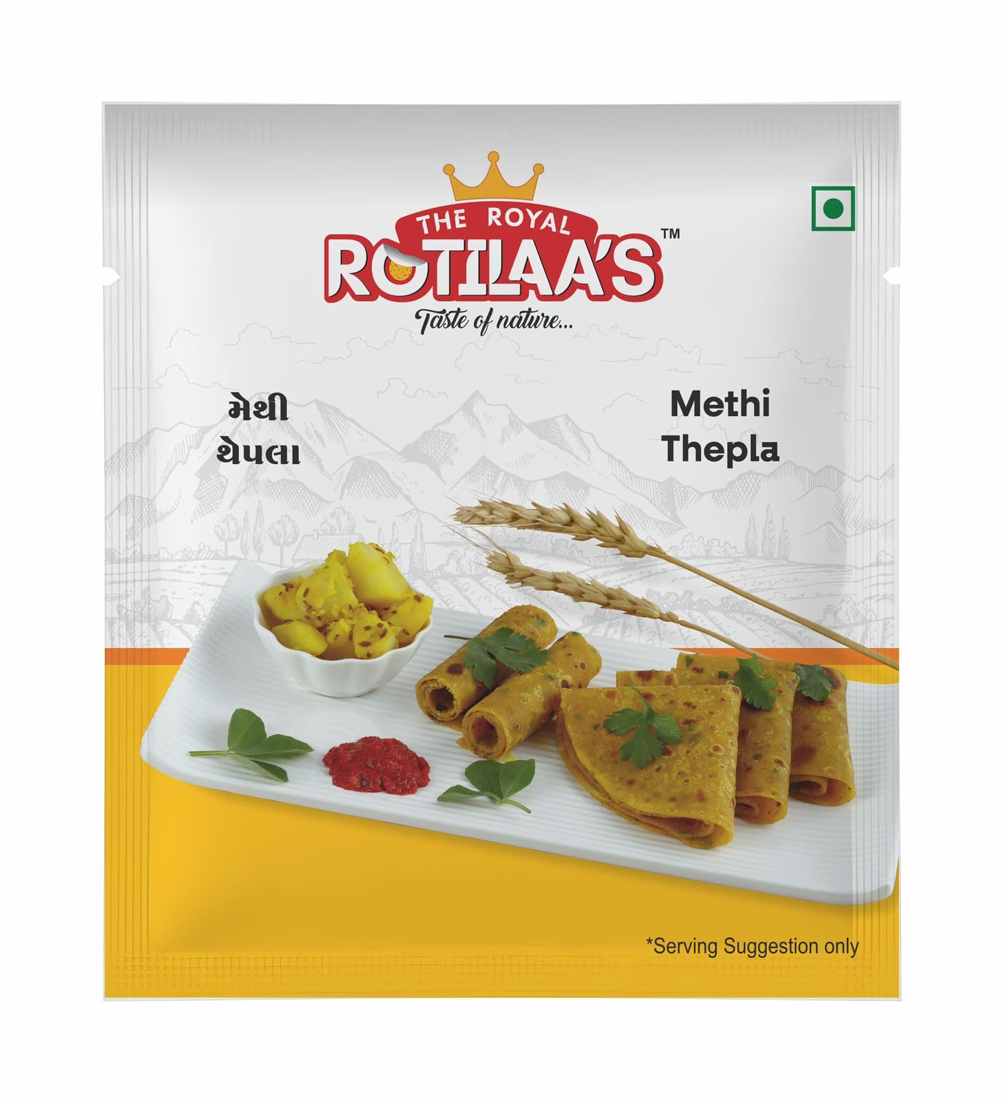 THE ROYAL ROTILAA'S Methi Thepla 100g (Pack of 3) | Ready-to-Eat Gujarati Snack | Vacuum Packed | Soft & Fresh Handmade Thepla | Includes Pickle | Pure Veg Travel & Tiffin Food | 4 Pieces per Pack