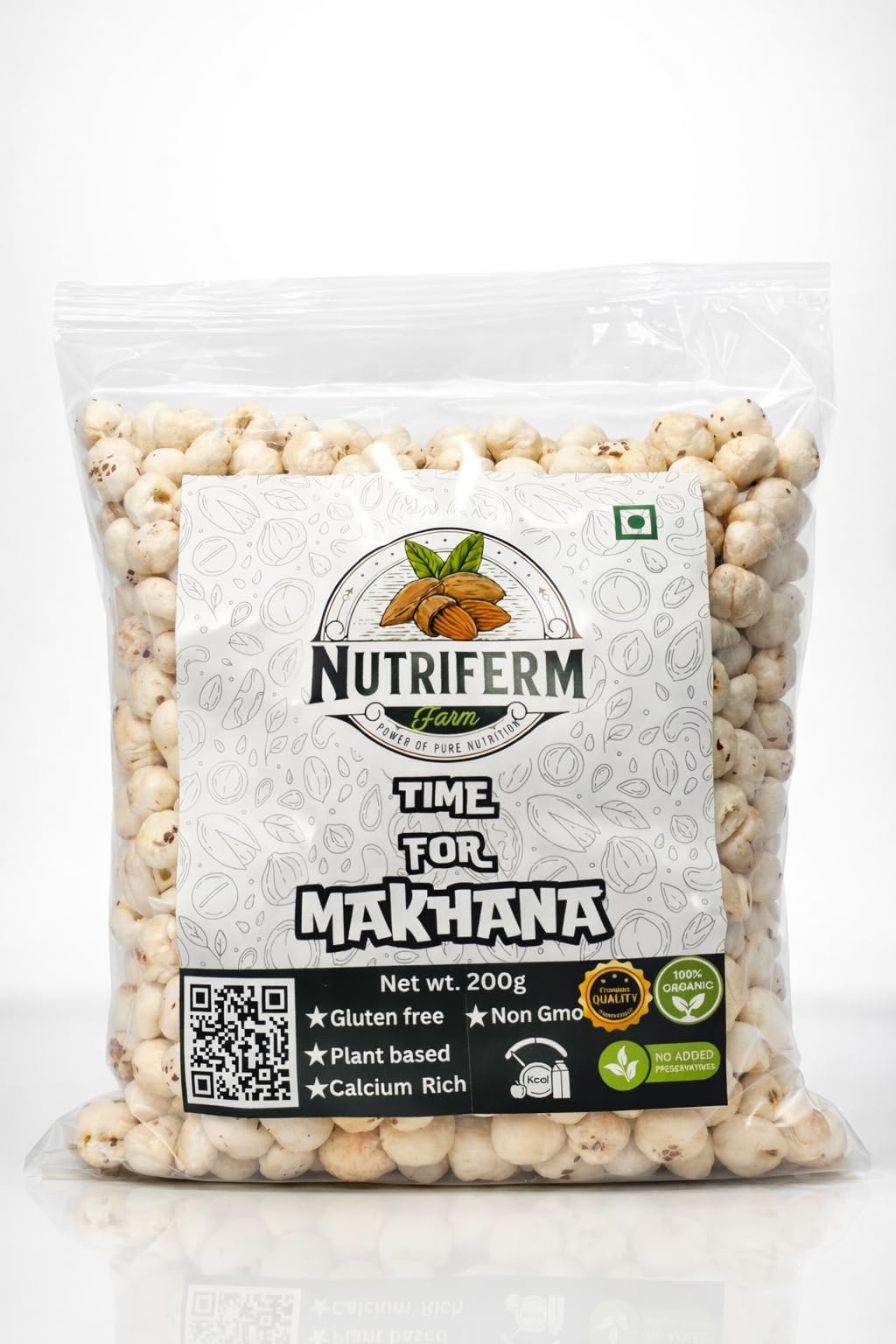 NUTRIFERM Makhana | Premium Fox Nuts | Roasted & Crunchy Phool Roasted Makhana | Healthy Snacks for Weight Loss | High Protein, Low Fat | Gluten Free Lotus Seeds | Diet Snack India - 200g