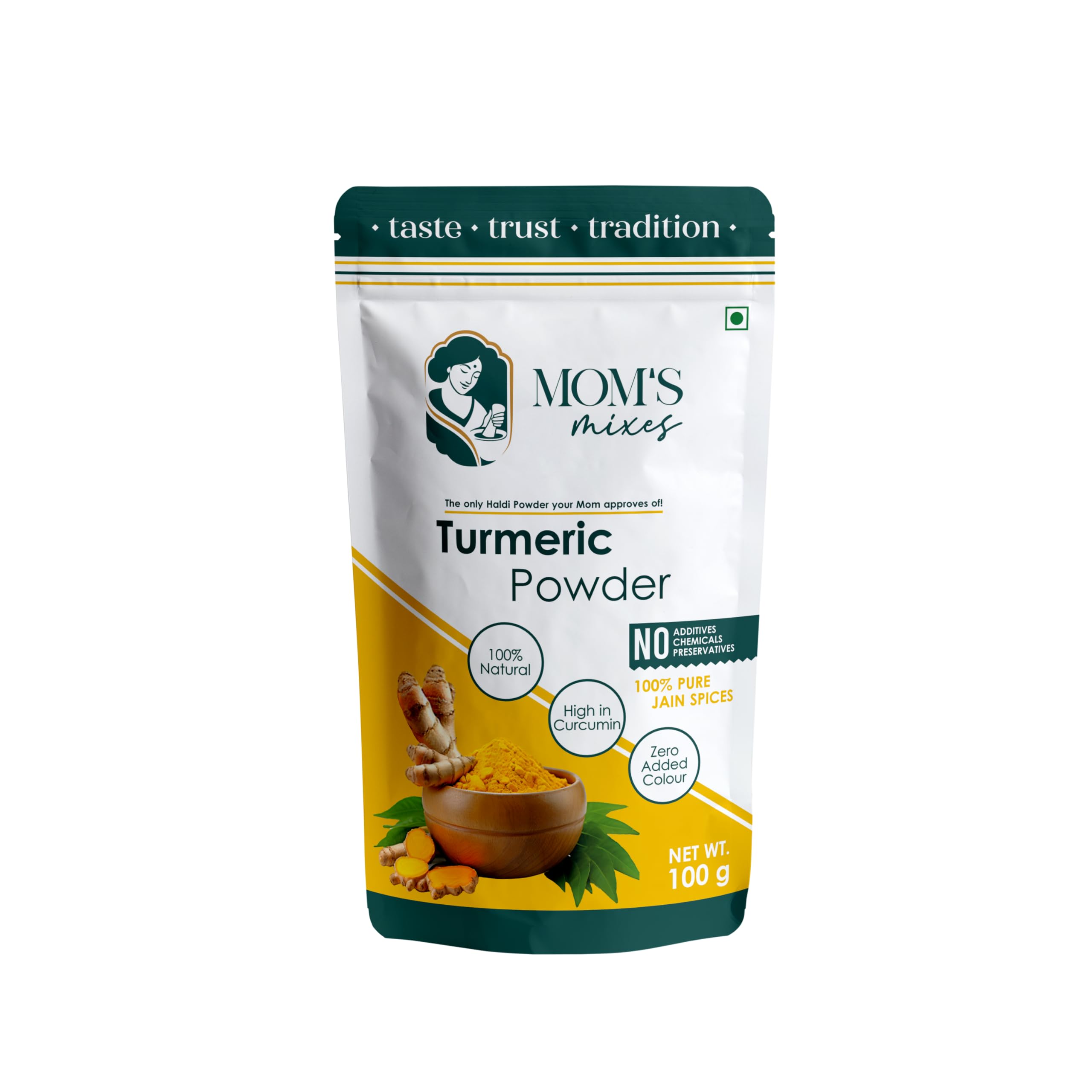Mom’s Mixes Turmeric Powder (Haldi) | High Curcumin | Pure & Natural | No Preservatives | No Onion No Garlic (Jain Friendly) | Meghalaya Haldi | 100g