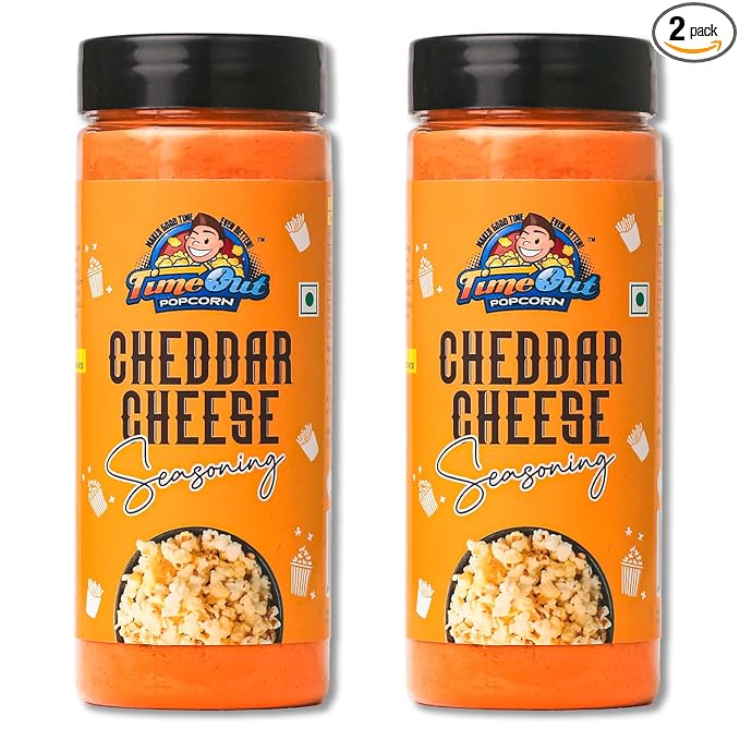 Time Out Popcorn Jain Cheddar Cheese Seasoning, Multi-Purpose Powder, Popcorn and Snacks Flavoring,Pack of 2, 100g Each