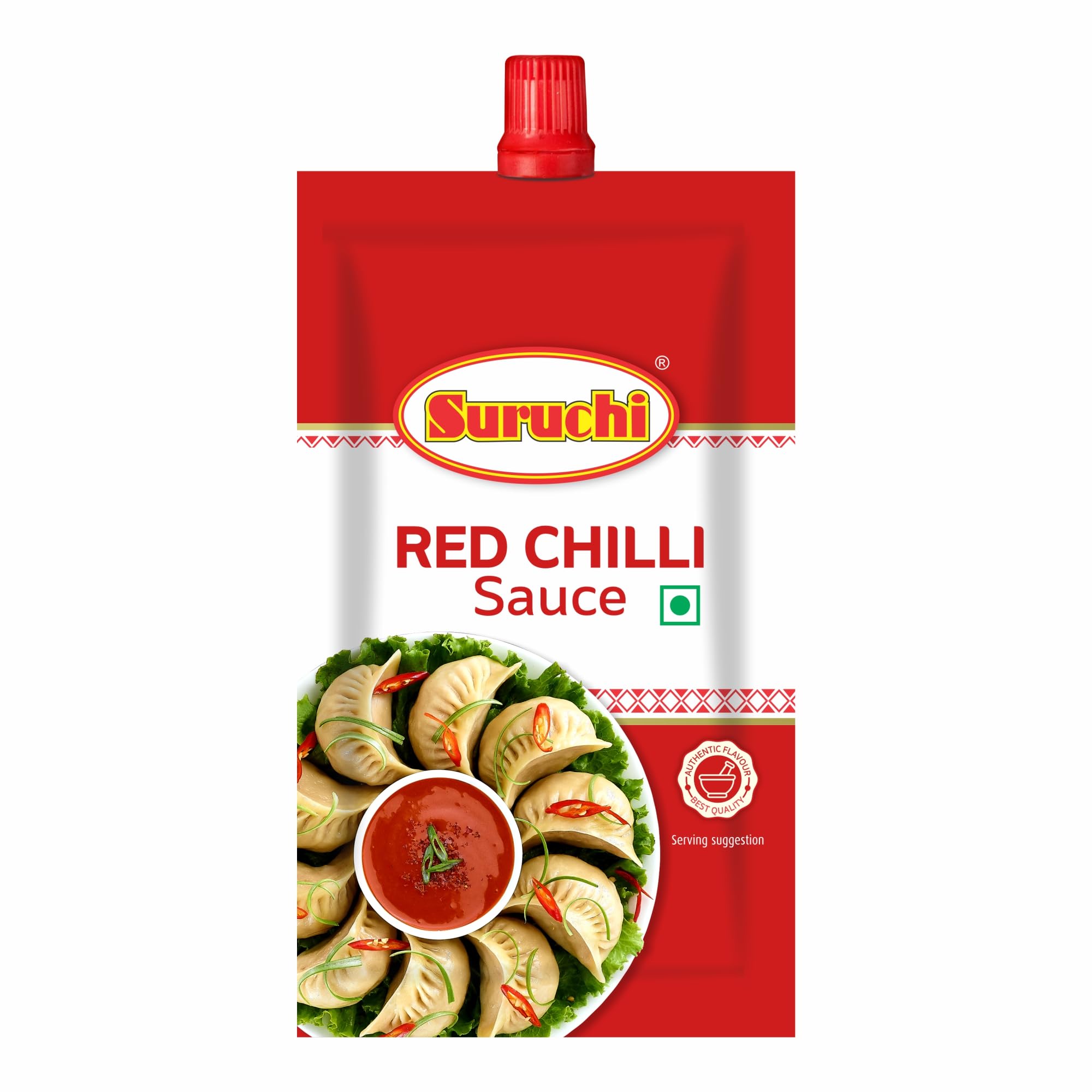 Suruchi Red Chilli Sauce - 85g | Bold & Spicy Sauce | Made with Fresh Red Chilies | Perfect for Chinese Cooking, Marinades, Stir-fries & Dipping | No Onion No Garlic Jain Chilly Sauce (Pack of 1)