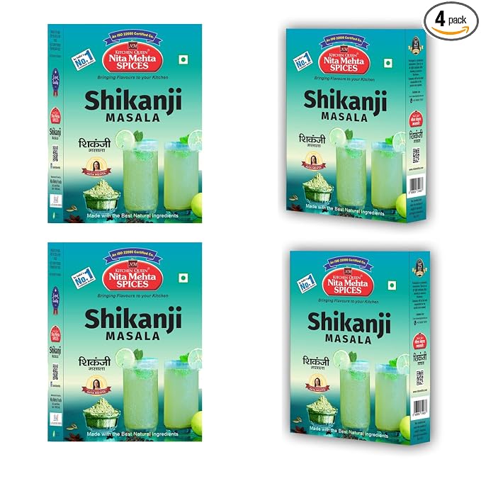 KITCHEN QUEEN NITA MEHTA Shikanji Masala 100g Each (Pack of 4) = 400g | Make Varieties of Shikanji at Home (SHIKANJI MASALA, 4 PACK | 400g)