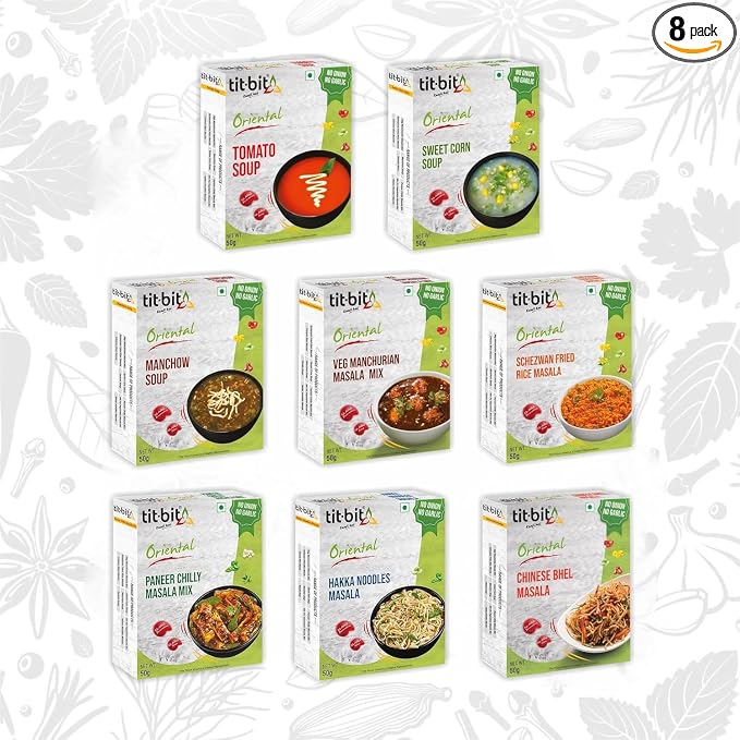 Tit-Bit Oriental - No Onion No Garlic Chinese Masala's Easy to Cook (Jumbo Combo),8 Count