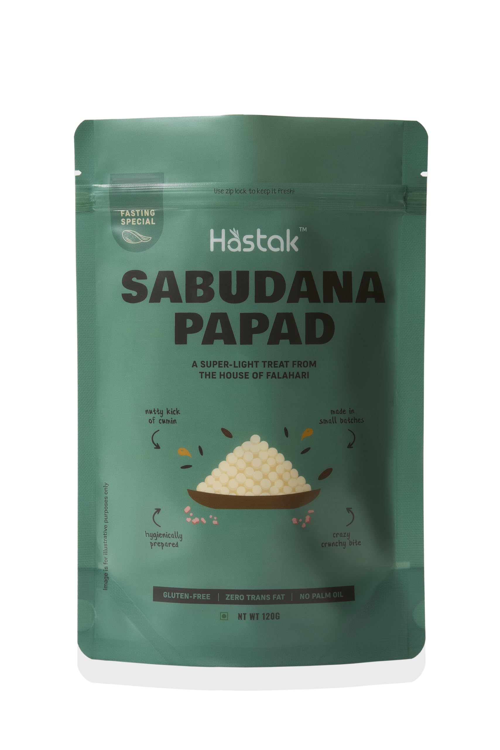 Hastak Sabudana Papad 120 gms | Fasting Special Snack | No cholestrol No trans fat| Vrat Upwas Fast Papad| No onion No garlic Falahari Papad| Ready to Fry