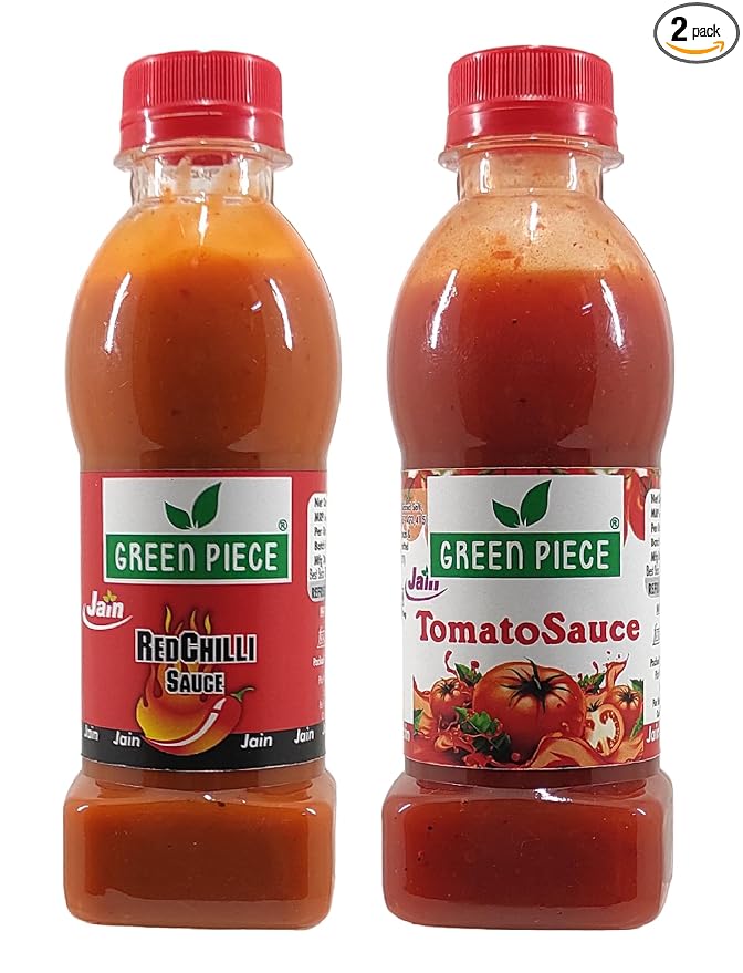 Green Piece Jain Sauce/Catchup Combo Without Onion/garlic/Potato Tomato Sauce (200gm) and Red Chilli Sauce (200gm) (Pack of 2) Sauce (400 g)