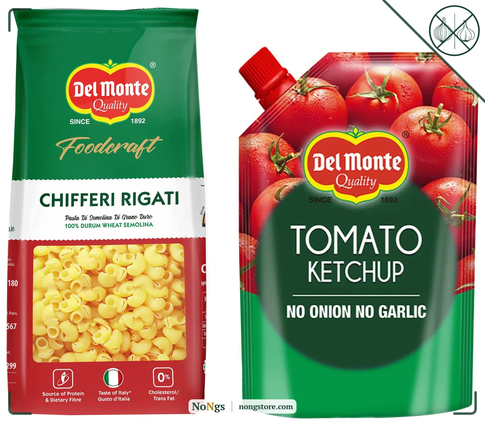 Del Monte Tomato Ketchup No Onion No Garlic Pouch, 950 g & Food Craft Elbow Pasta, 1kg