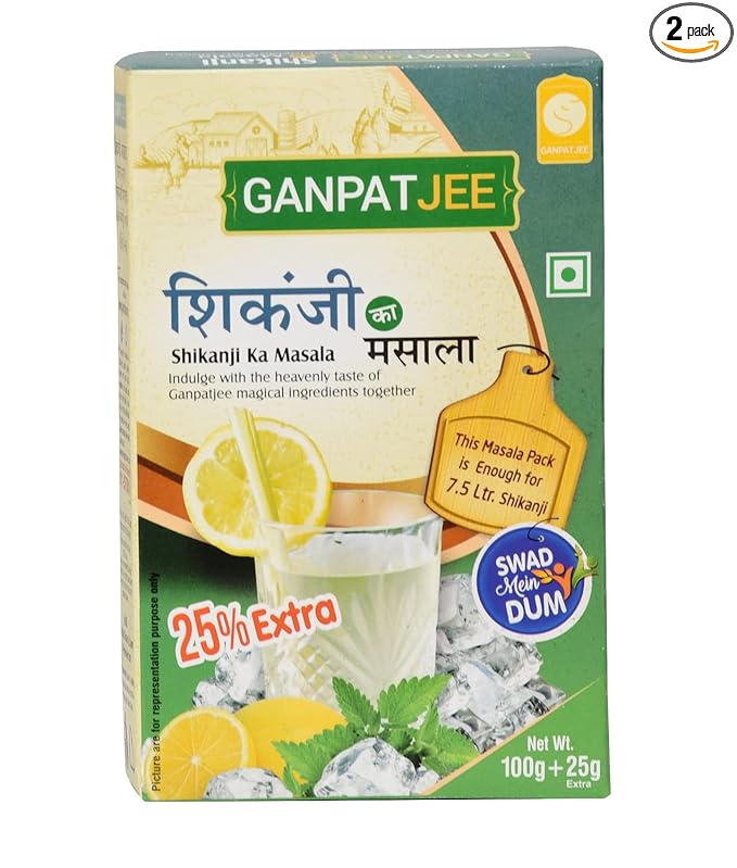 Ganpatjee Fresh Nimbu Lemon Shikanji Masala Powder Great Taste & Refreshing,250G | PACK OF 125G x 2 |