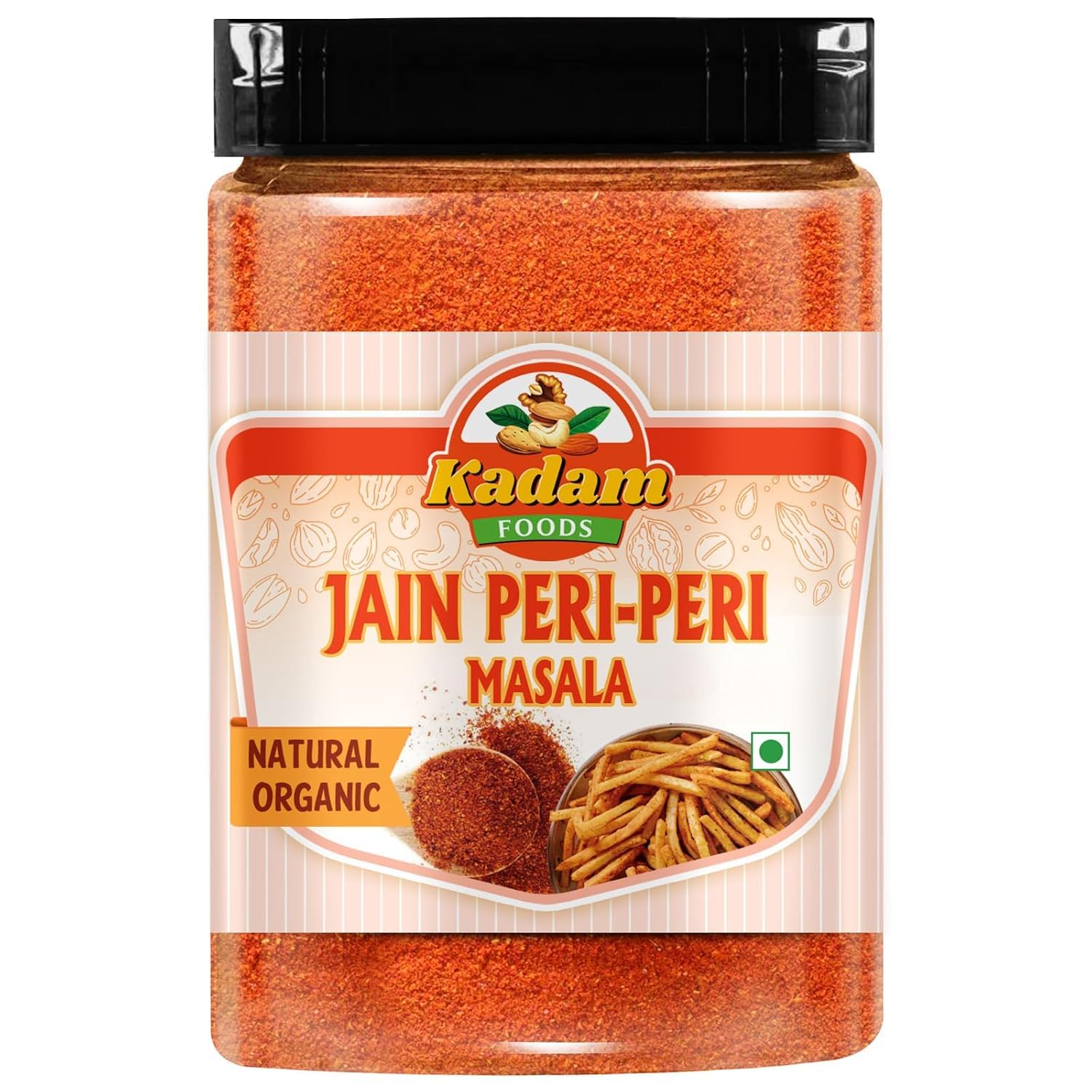Kadam Foods Jain Peri-Peri Masala, Natural Organic, No MSG, No Artificial Colours & Preservatives (500g)
