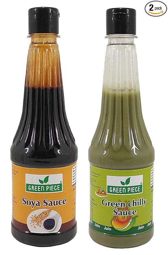Green Piece Jain Sauce WIth No Onion/Garlic Soya sauce & Green Chilli Sauce(Pack of 2) Sauce (1000 ml)