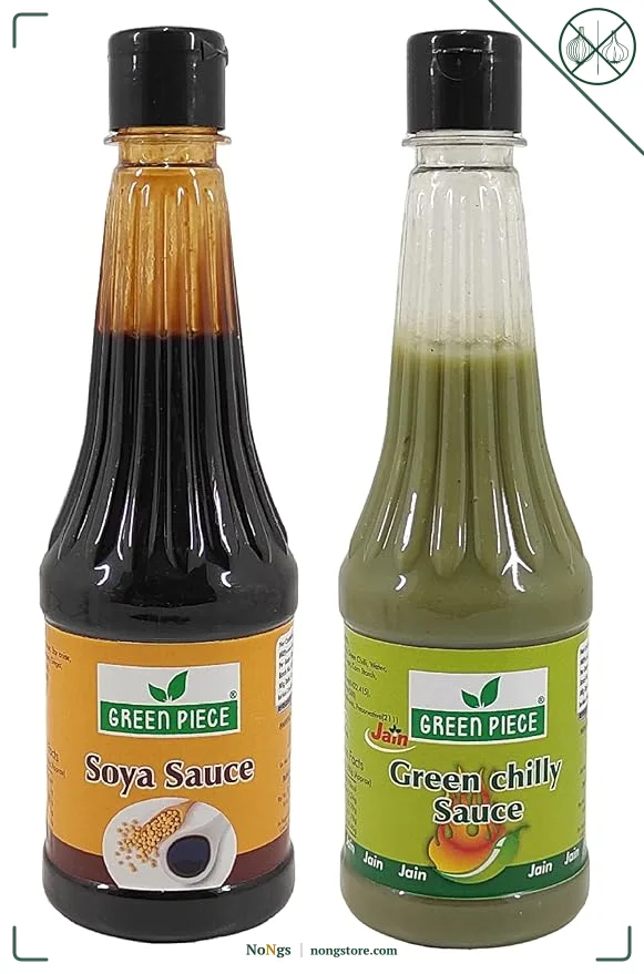 Green Piece Jain Sauce WIth No Onion/Garlic Soya sauce & Green Chilli Sauce(Pack of 2) Sauce (1000 ml)