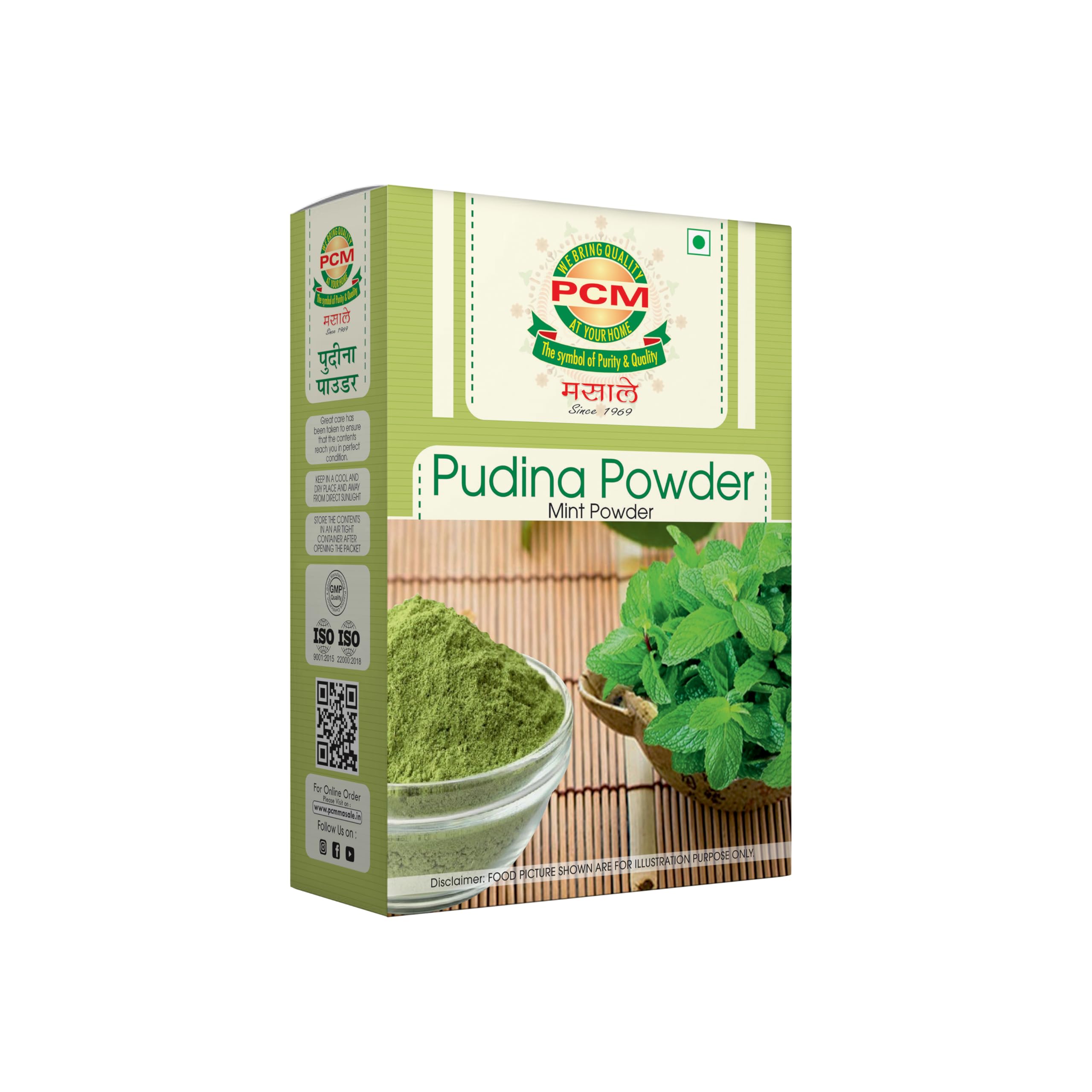 PCM Pudina Powder (Mint Powder) 500g | Natural Dry Mint Powder for Chutney, Raita, Jaljeera, Drinks, Seasonings & Cooking | Aromatic Flavor