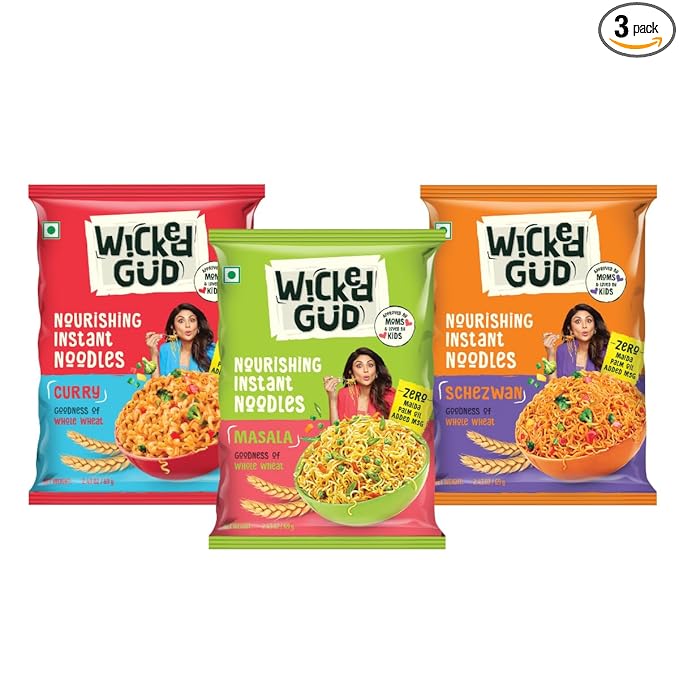 WickedGud Nourishing Instant Noodles Range (Single Packs) | No Maida | No Oil | No MSG | High Protein | High Fibre | Cholesterol Free