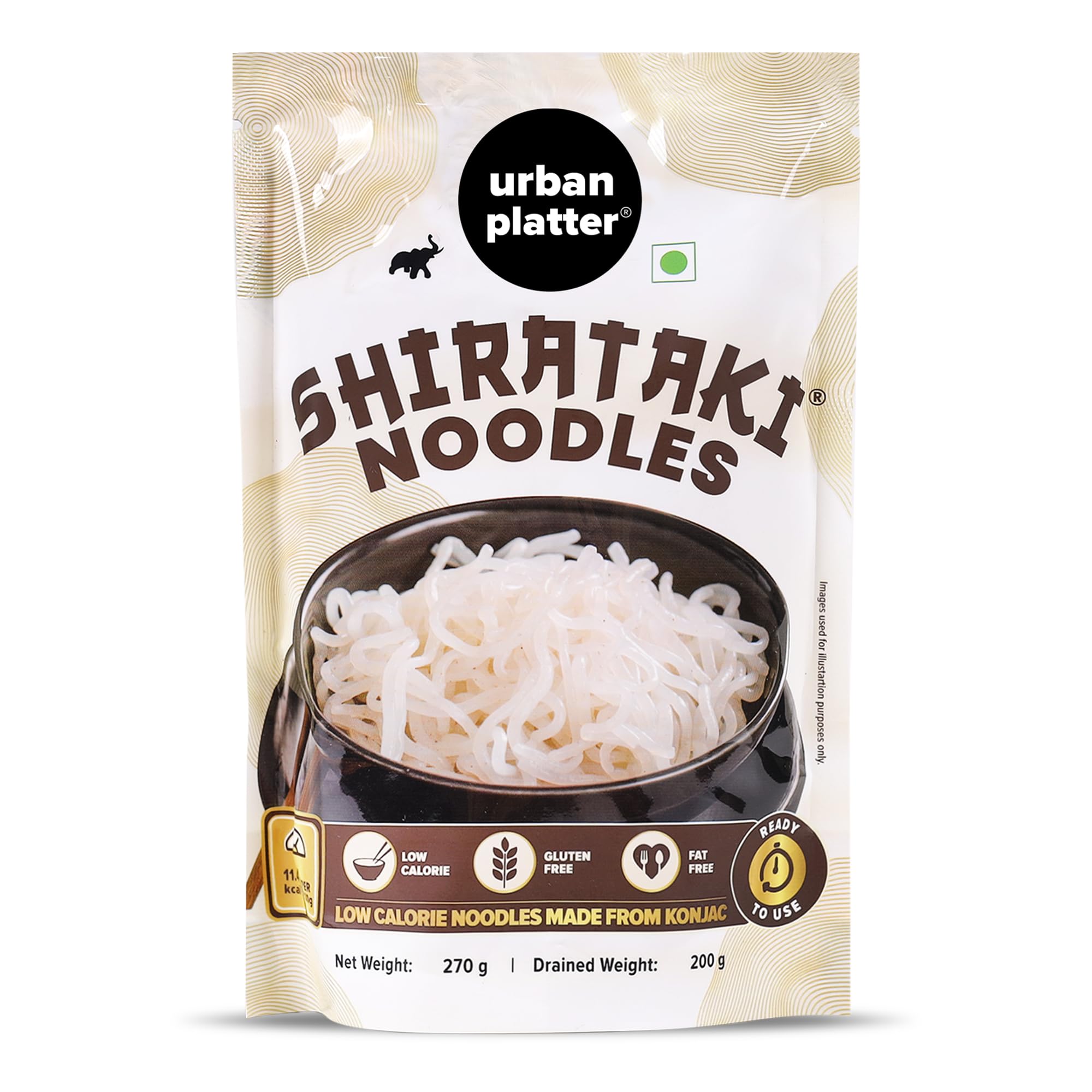 Urban Platter Shirataki Konjac Noodles, 270g (Fat-Free, Gluten-Free, Low Carb, Ready to Use)