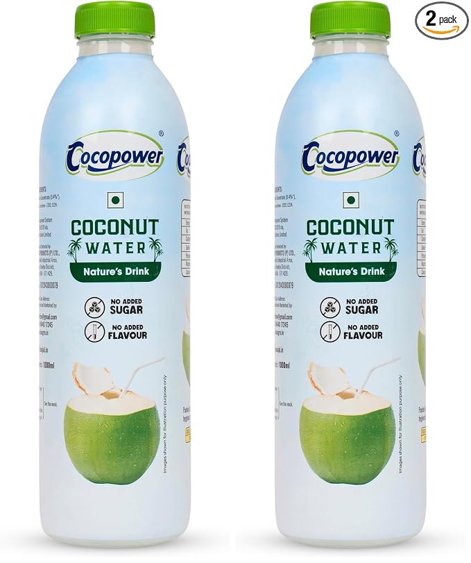 Cocopower Coconut Water | Instant Rehydration | No Added Sugars | No Added Flavours | Refreshing Recharge! | 1000ml (Pack of 2)