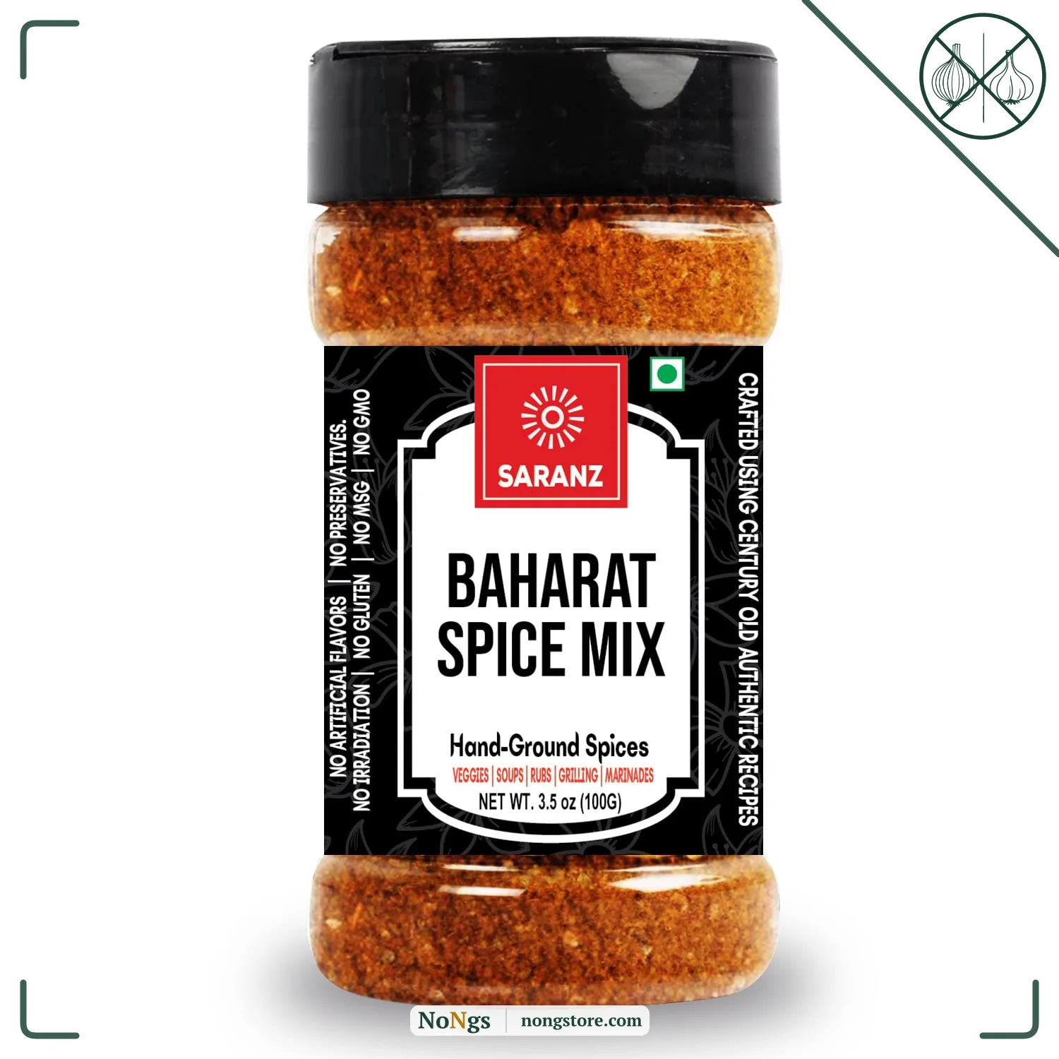 SARANZ Baharat Spice Mix | Used in Vegetable Curry, Chicken Curry, Fish Soup | Aromatic and Flavoured Vegan | Peppery, Sweet-Spiced Dairy Free and Gluten Free -100 Grams Sprinkler Jar
