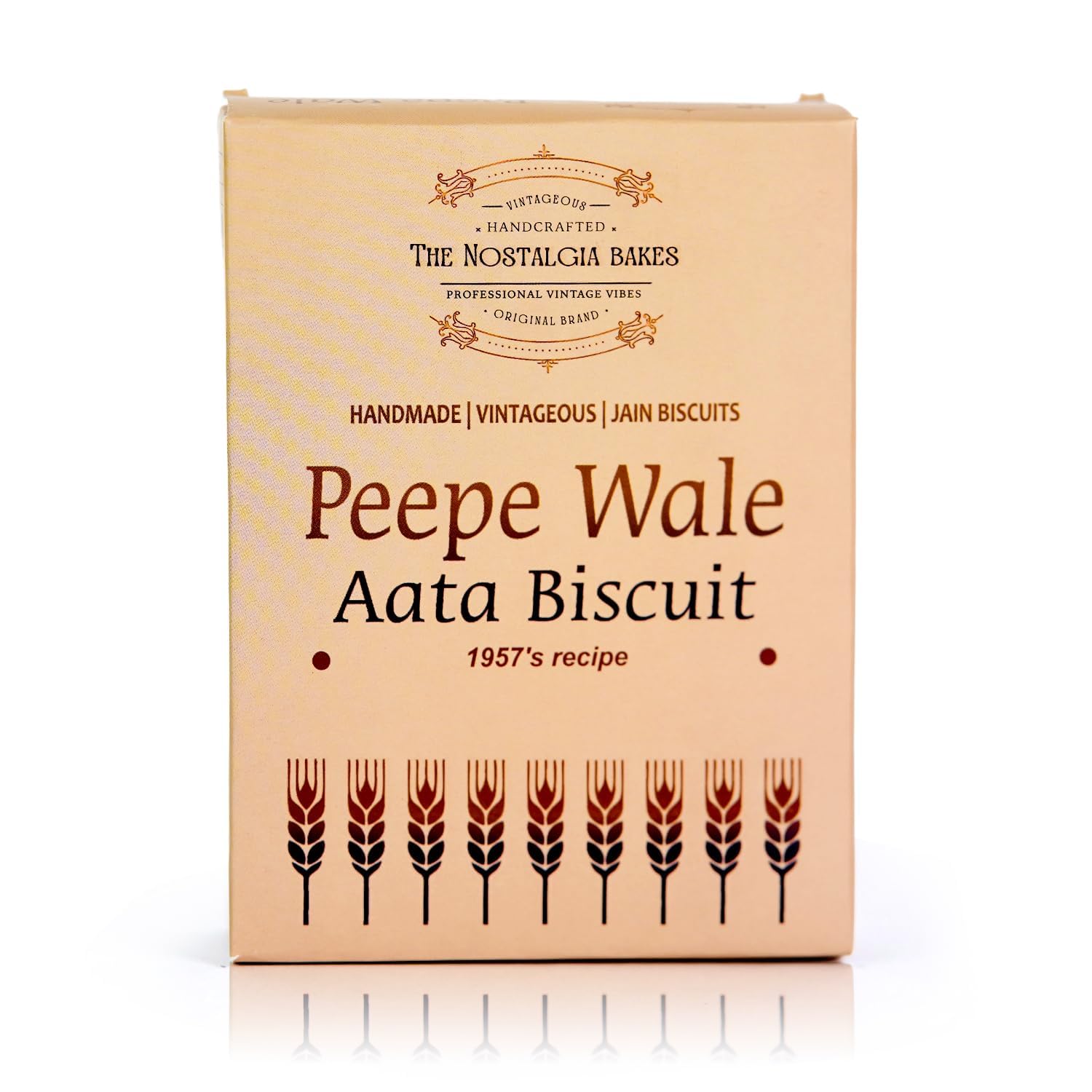 The Nostalgia Bakes Peepe Wale Aata Biscuits – Handmade Whole Wheat Cookies with 1957's Original Recipe – Traditional Indian Bakery Biscuits – Jain Friendly Tea-Time Snack – Premium Atta Cookies