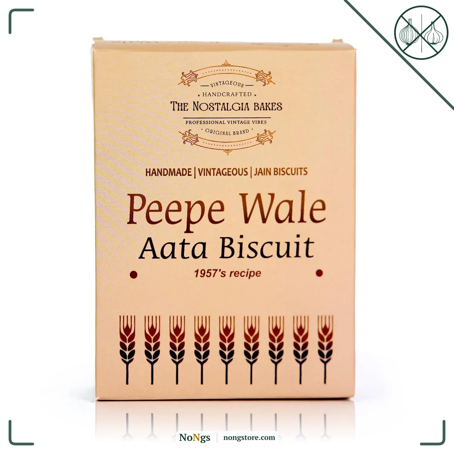 The Nostalgia Bakes Peepe Wale Aata Biscuits – Handmade Whole Wheat Cookies with 1957's Original Recipe – Traditional Indian Bakery Biscuits – Jain Friendly Tea-Time Snack – Premium Atta Cookies