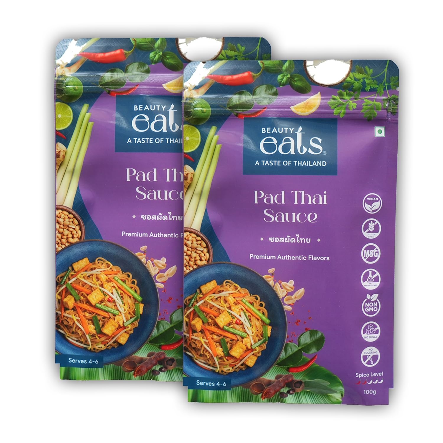 Beauty Eats Pad Thai Sauce| Traditional Thai Recipe| Ready To Use Stir Fry Sauce| No Onion&Garlic (Pack Of 2, 2 * 100Gm)