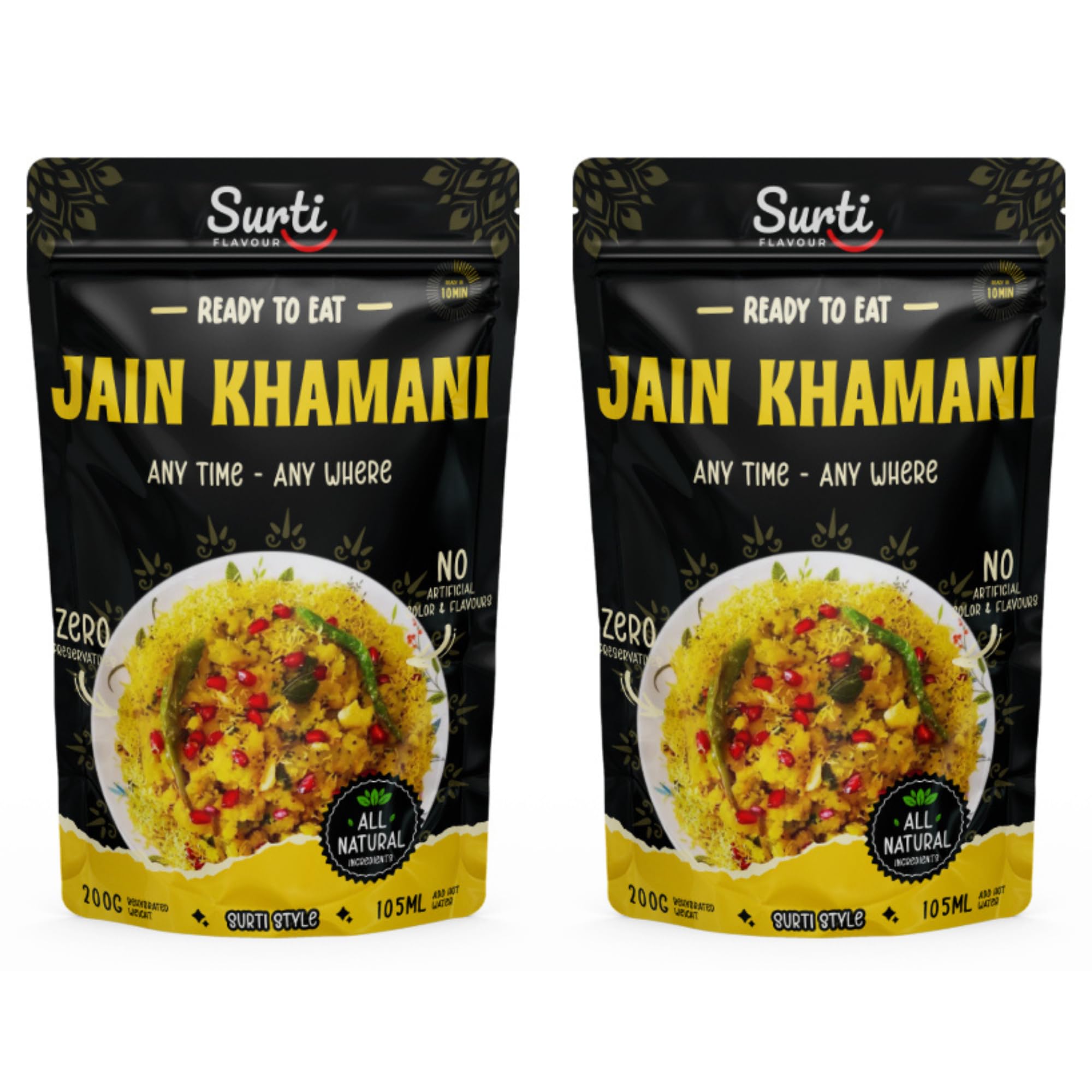 Surtiflavour Jain Khamani Ready To Eat Snack 200g Authentic Surti Style Instant Anytime Gujarati Snack No Artificial Colors Flavours (Pack of 2)
