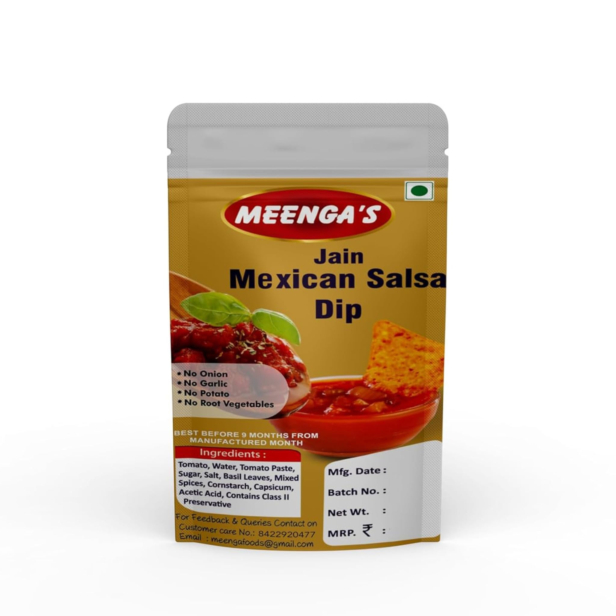 MEENGA’s Homely Made Jain Mexican Salsa Dip 225g | Perfect Dip for Nachos, Chips and Snacks | No Onion No Garlic | 100% Jain-Friendly | Natural Ingredients | Fresh & Tangy Ready-to-Eat Salsa