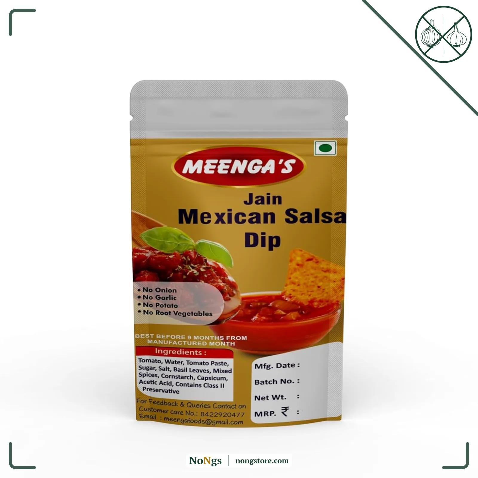 MEENGA’s Homely Made Jain Mexican Salsa Dip 225g | Perfect Dip for Nachos, Chips and Snacks | No Onion No Garlic | 100% Jain-Friendly | Natural Ingredients | Fresh & Tangy Ready-to-Eat Salsa