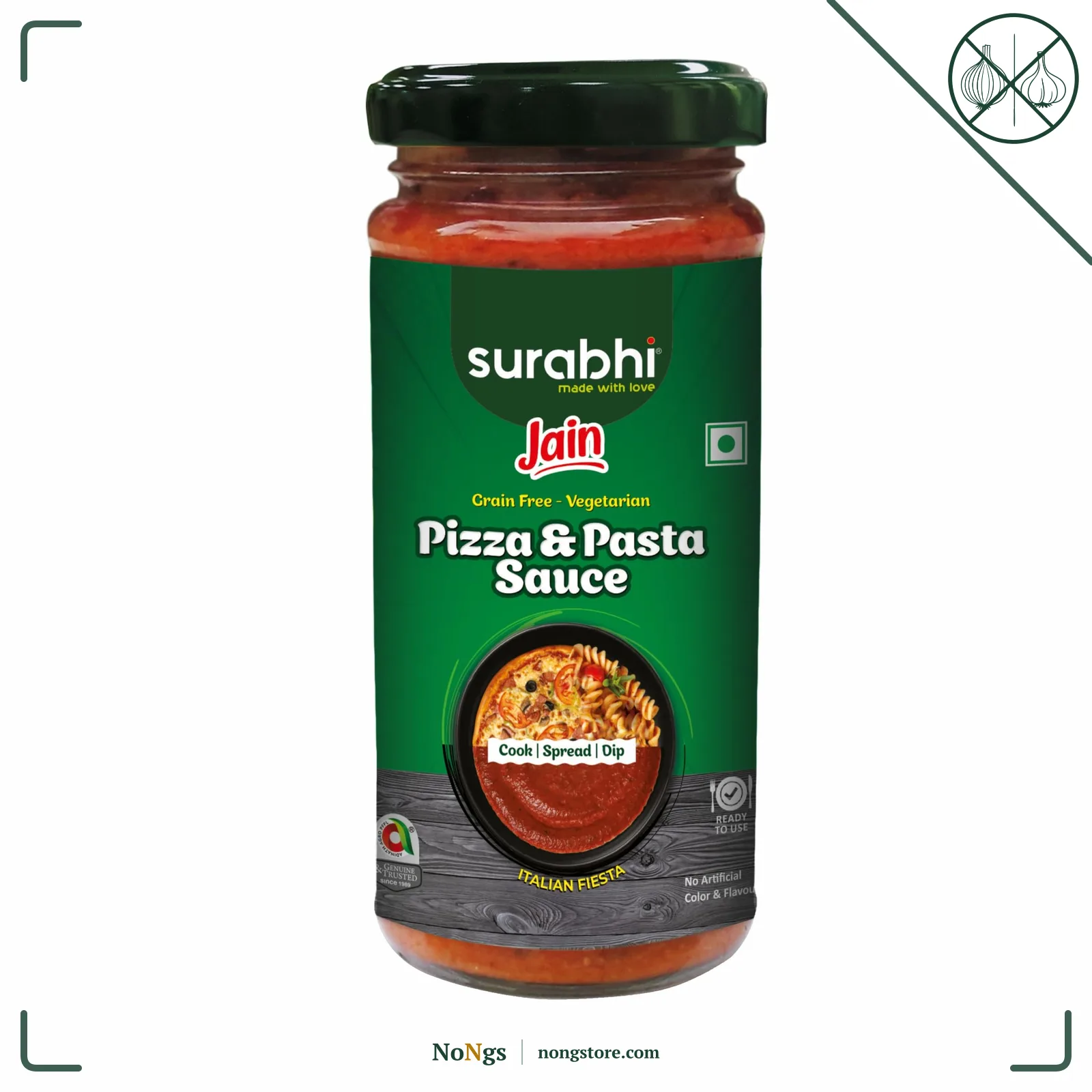 Surabhi Jain Pizza Pasta Sauce 250g Glass Bottle | Pack of 1 | No Onion No Garlic